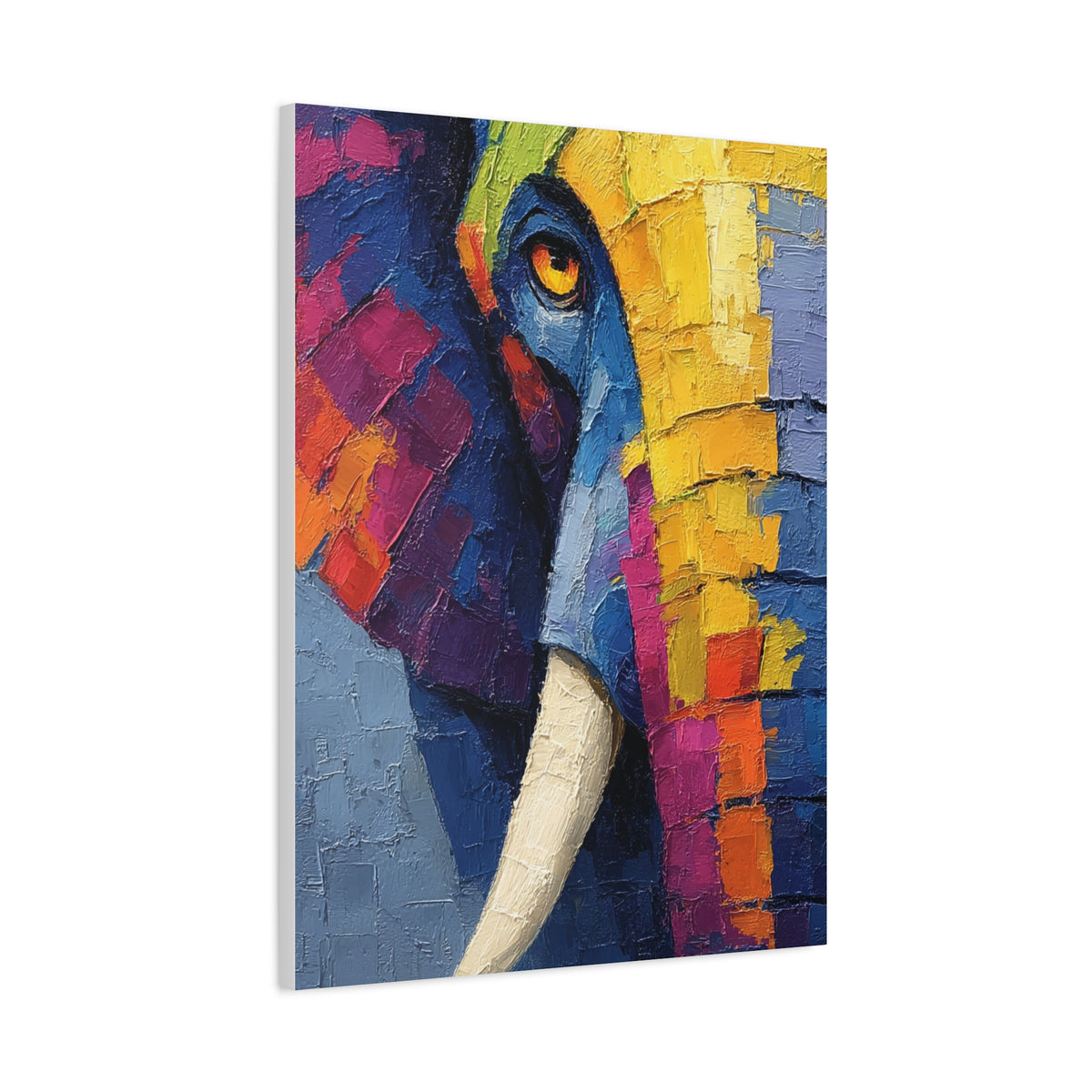 Abstract Color Elephant Impasto Wall Art & Canvas Print