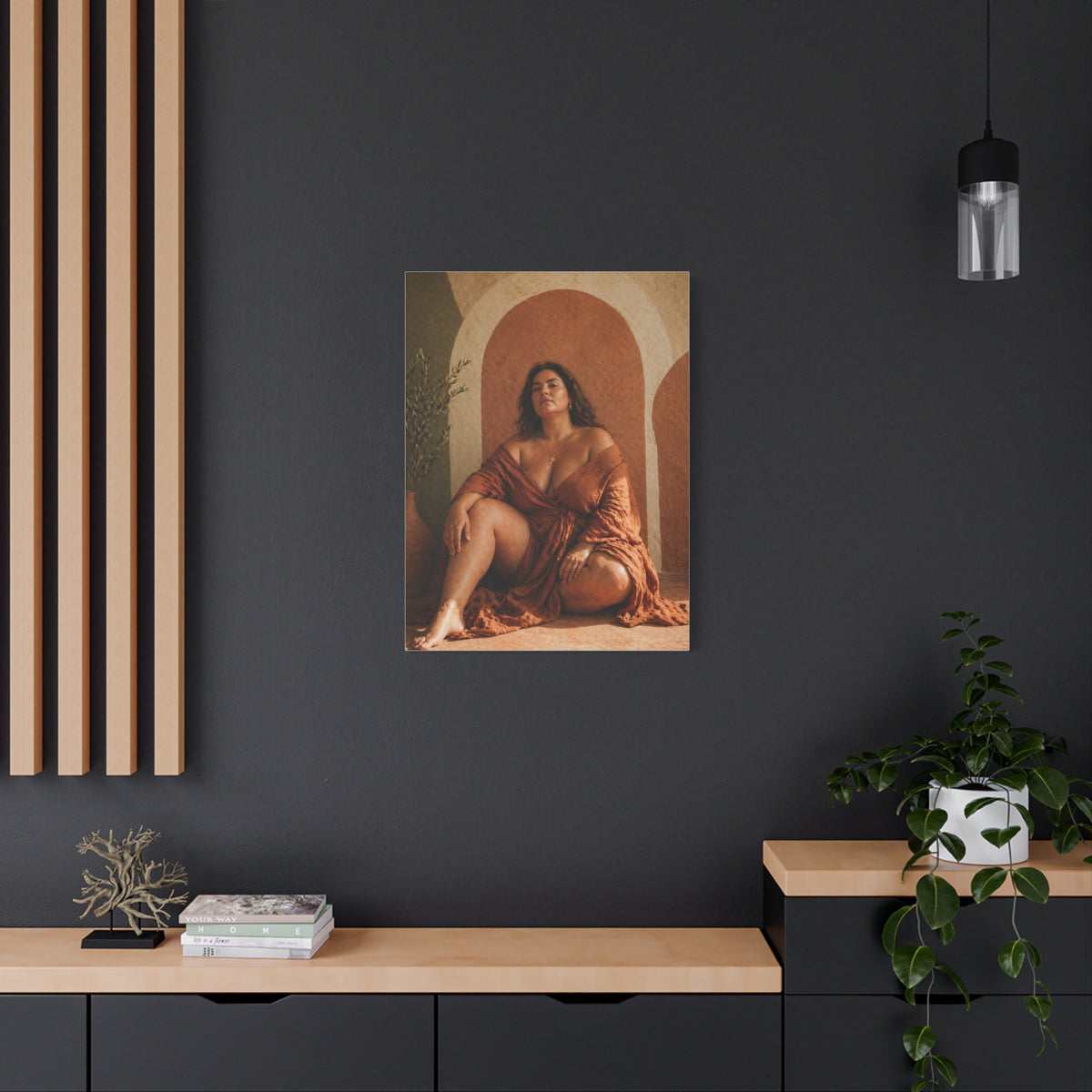 Boho Body-Positive Seated Portrait Wall Art & Canvas Print