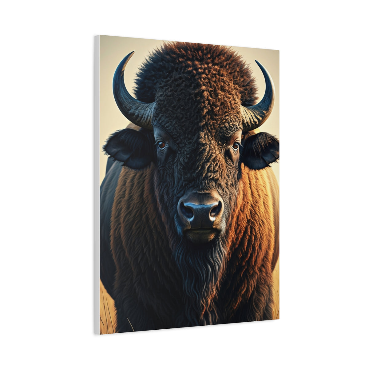 Golden Light American Bison Portrait Wall Art & Canvas Print
