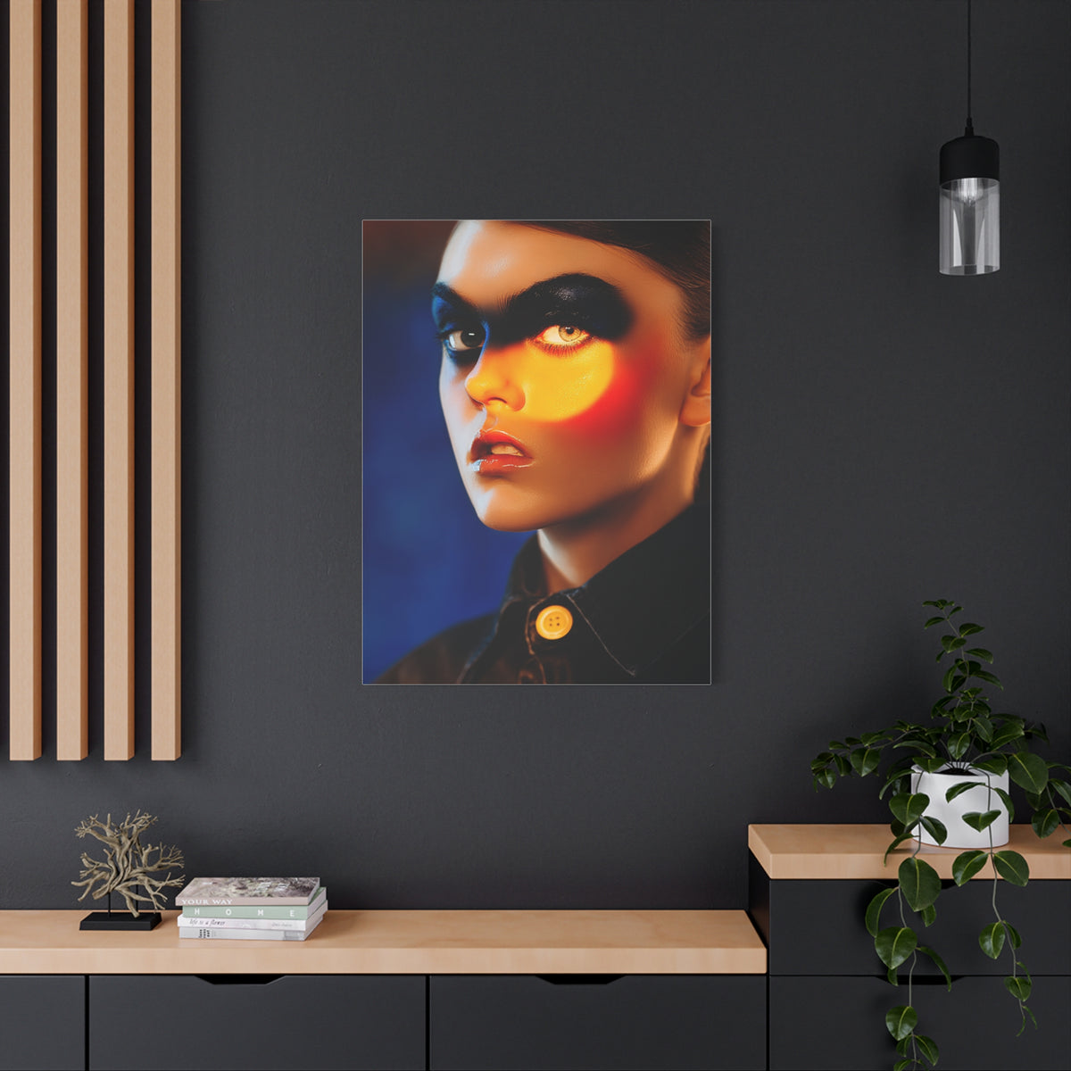High Fashion Editorial Neon Shadow Portrait Wall Art & Canvas Print