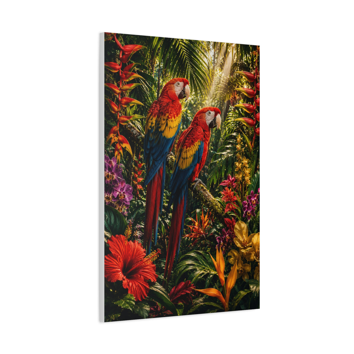 Luxury Jungle Macaw Floral Scene Tropical Wall Art & Canvas Print