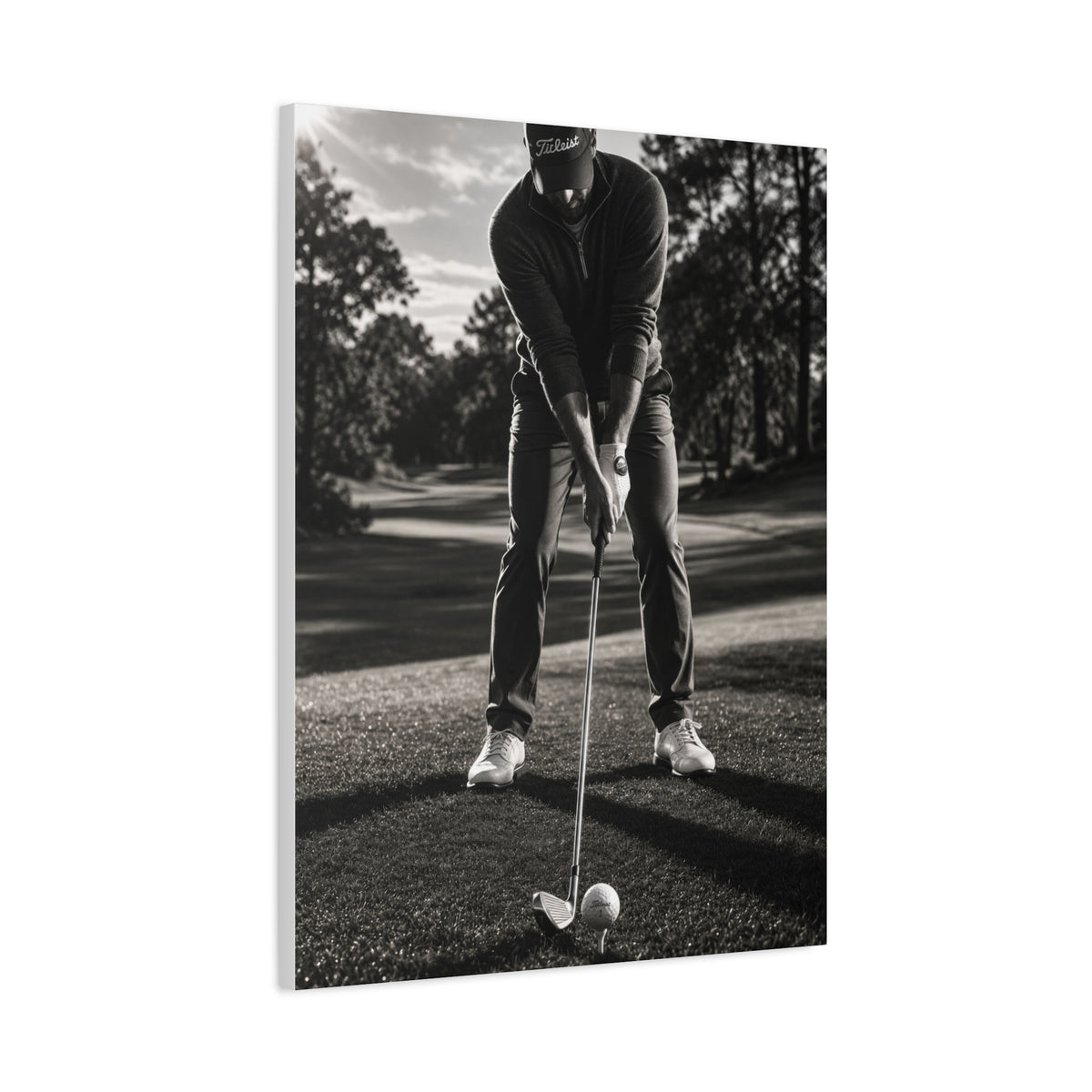 Black and White Golf Grip Portrait Wall Art & Canvas Print