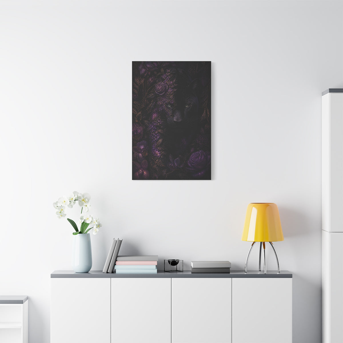 Black Panther Floral Jungle Portrait Wall Art & Canvas Print