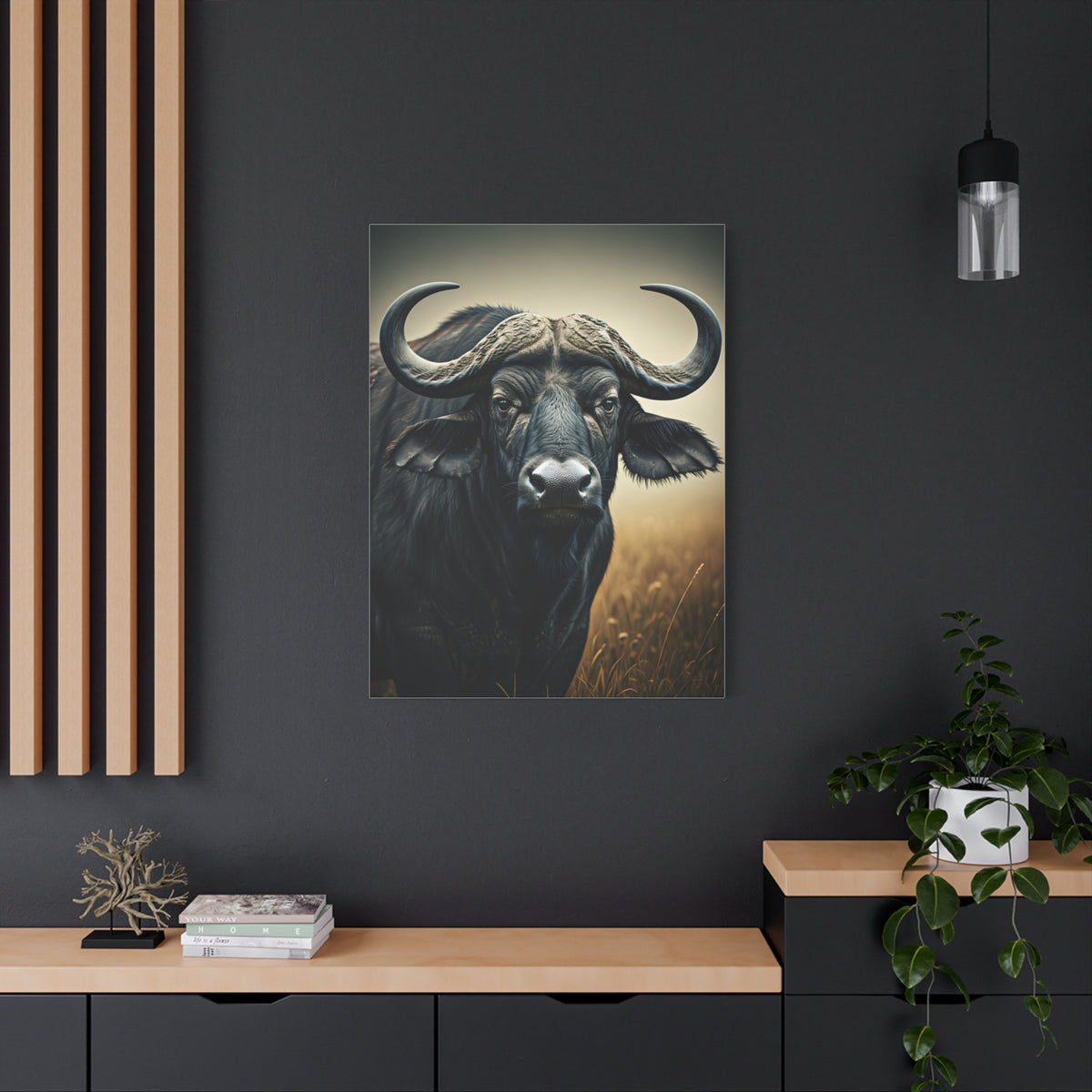Cinematic Water Buffalo with Soft Golden Prairie Light Wall Art & Canvas Print