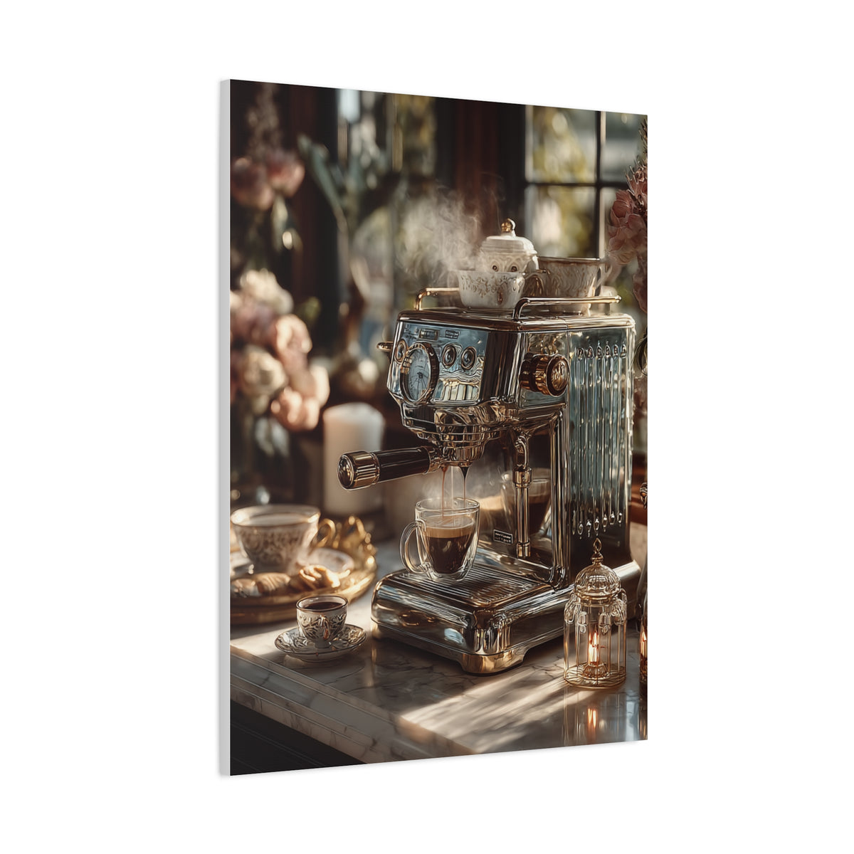 Luxury Espresso Machine Café Scene Wall Art & Canvas Print