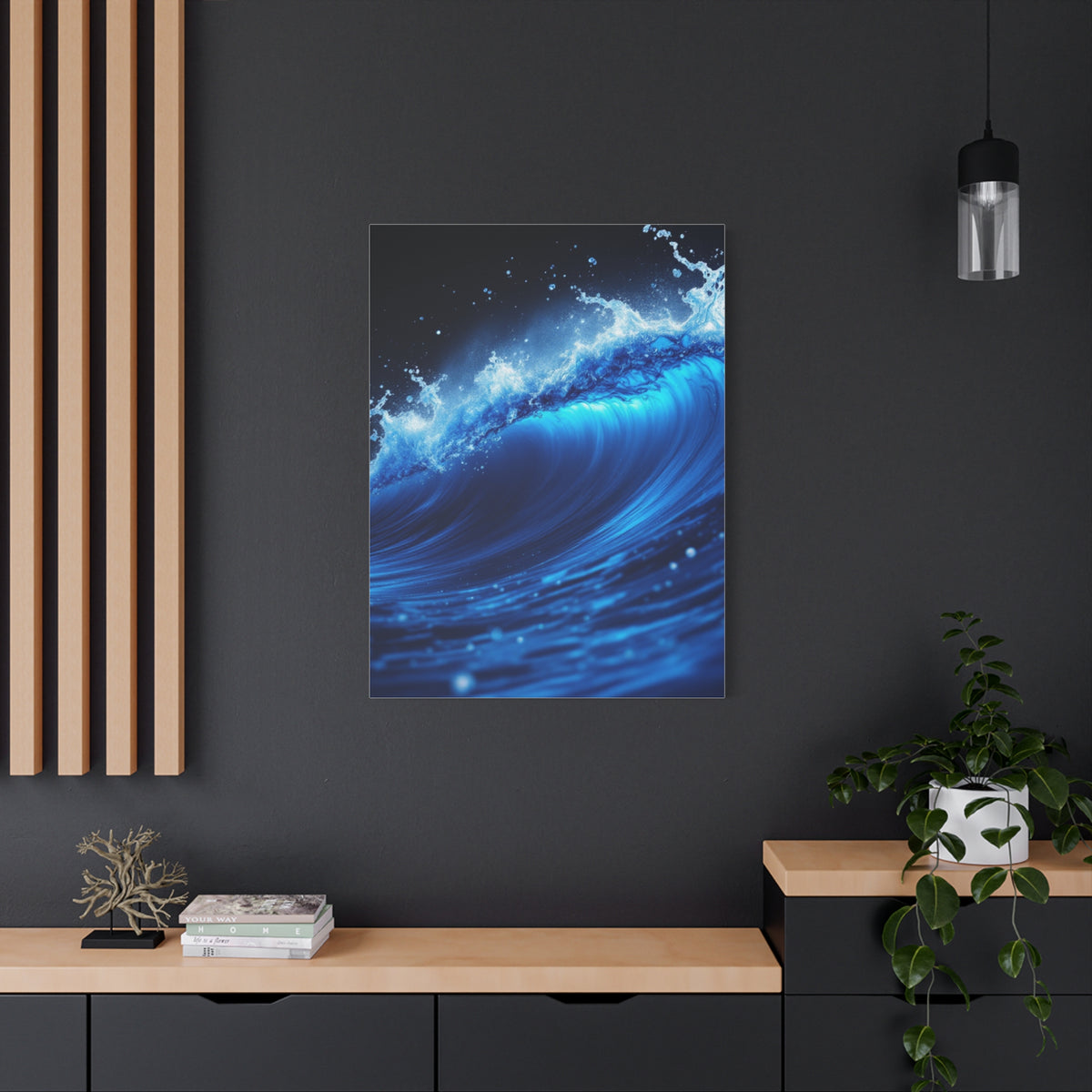 Powerful Ocean Wave in Electric Blue Motion Wall Art & Canvas Prints