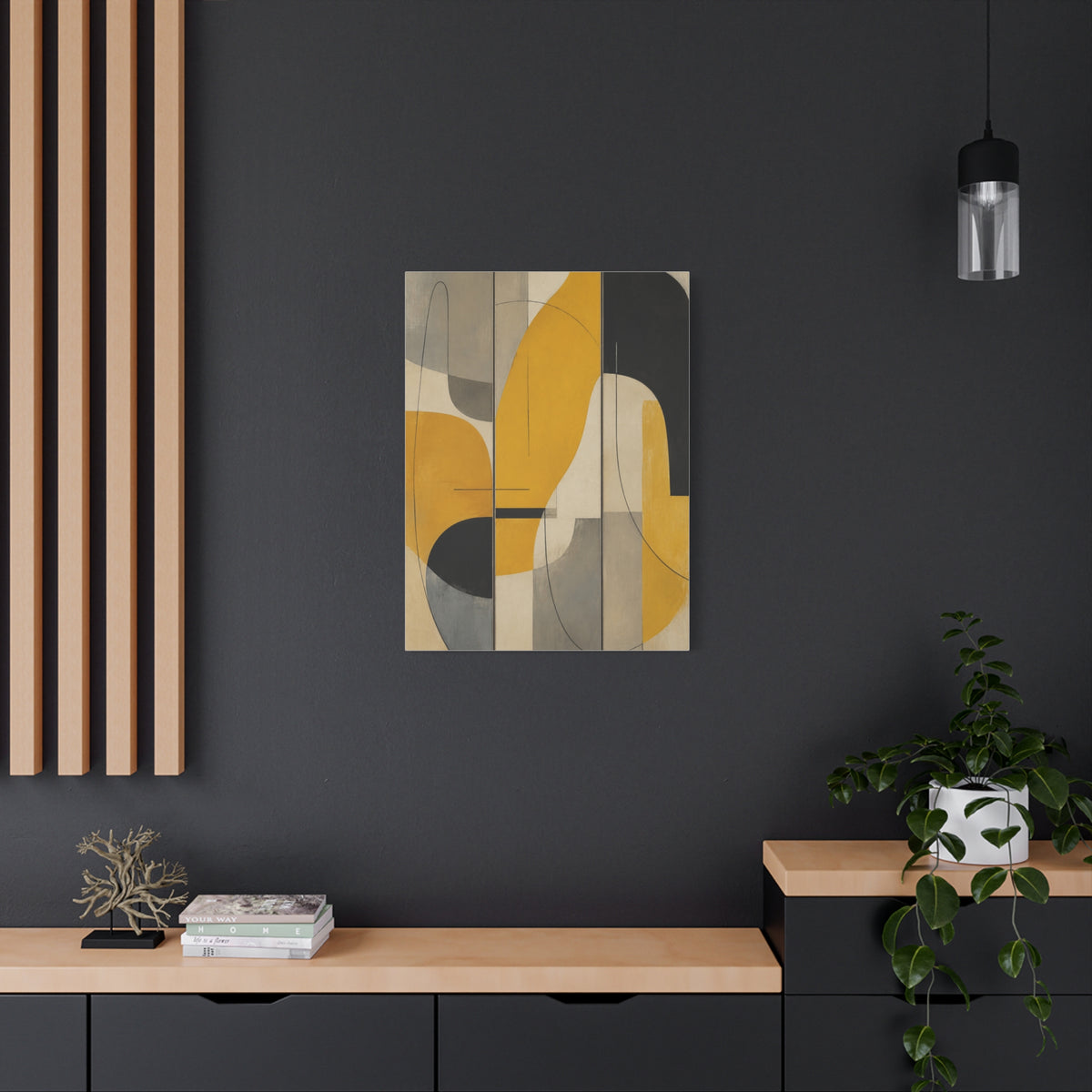 Organic Flow Mustard Curve Abstract Wall Art & Canvas Print