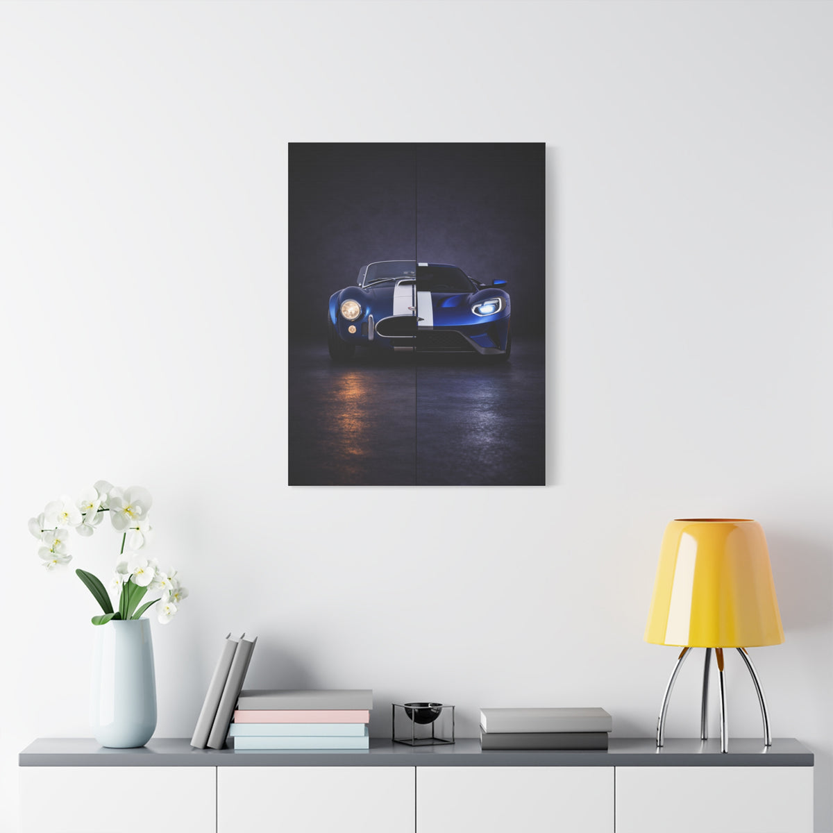 Shelby Cobra vs Ford GT Split Heritage and Modern Wall Art & Canvas Prints