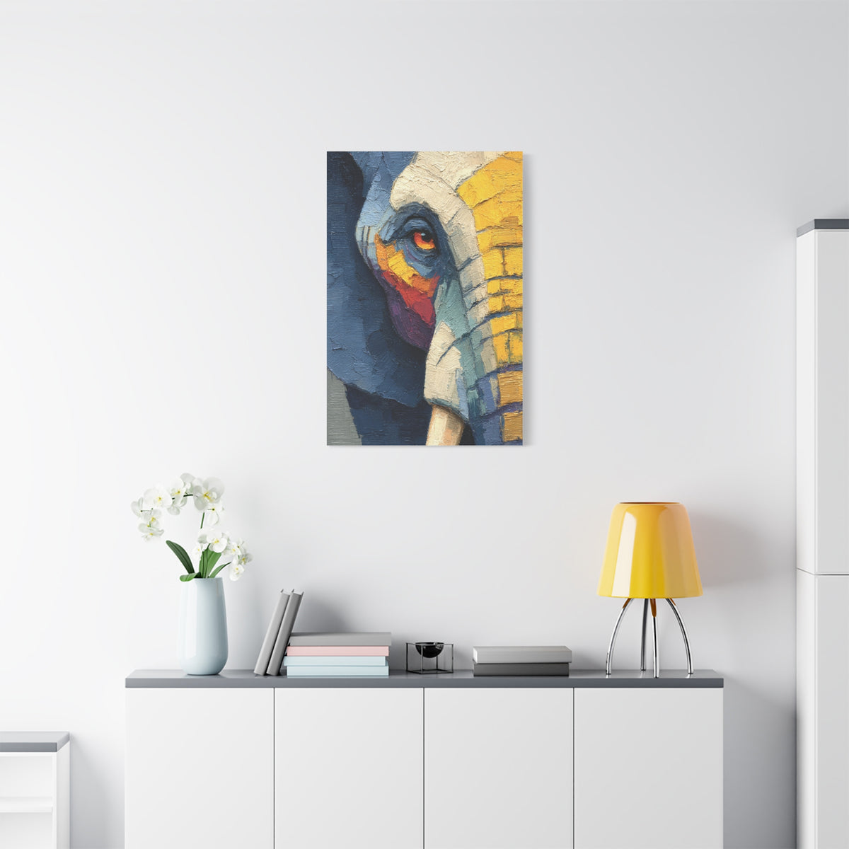 Expressive Oil Impasto Elephant Close-Up Wall Art & Canvas Print