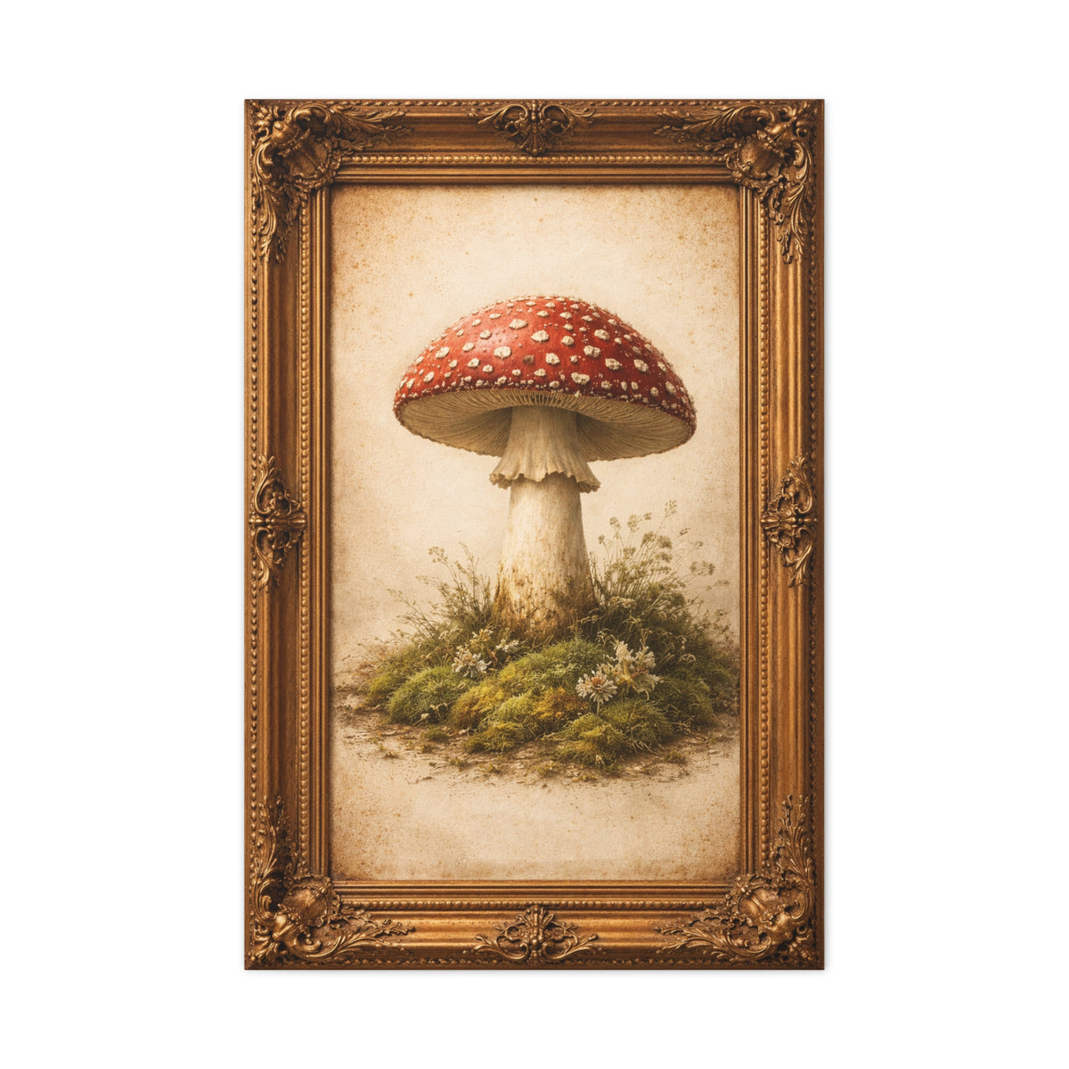 Antique Gold-Framed Amanita Portrait Wall Art & Canvas Print