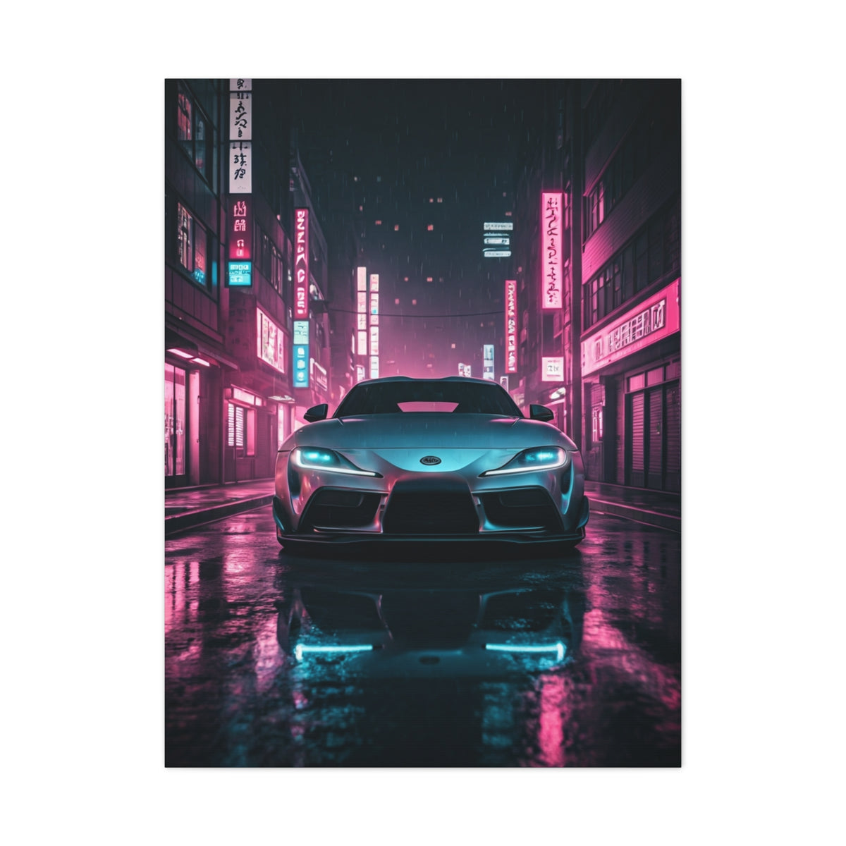 Toyota Supra Mk5 Cyberpunk Street Reflections Wall Art & Canvas Prints