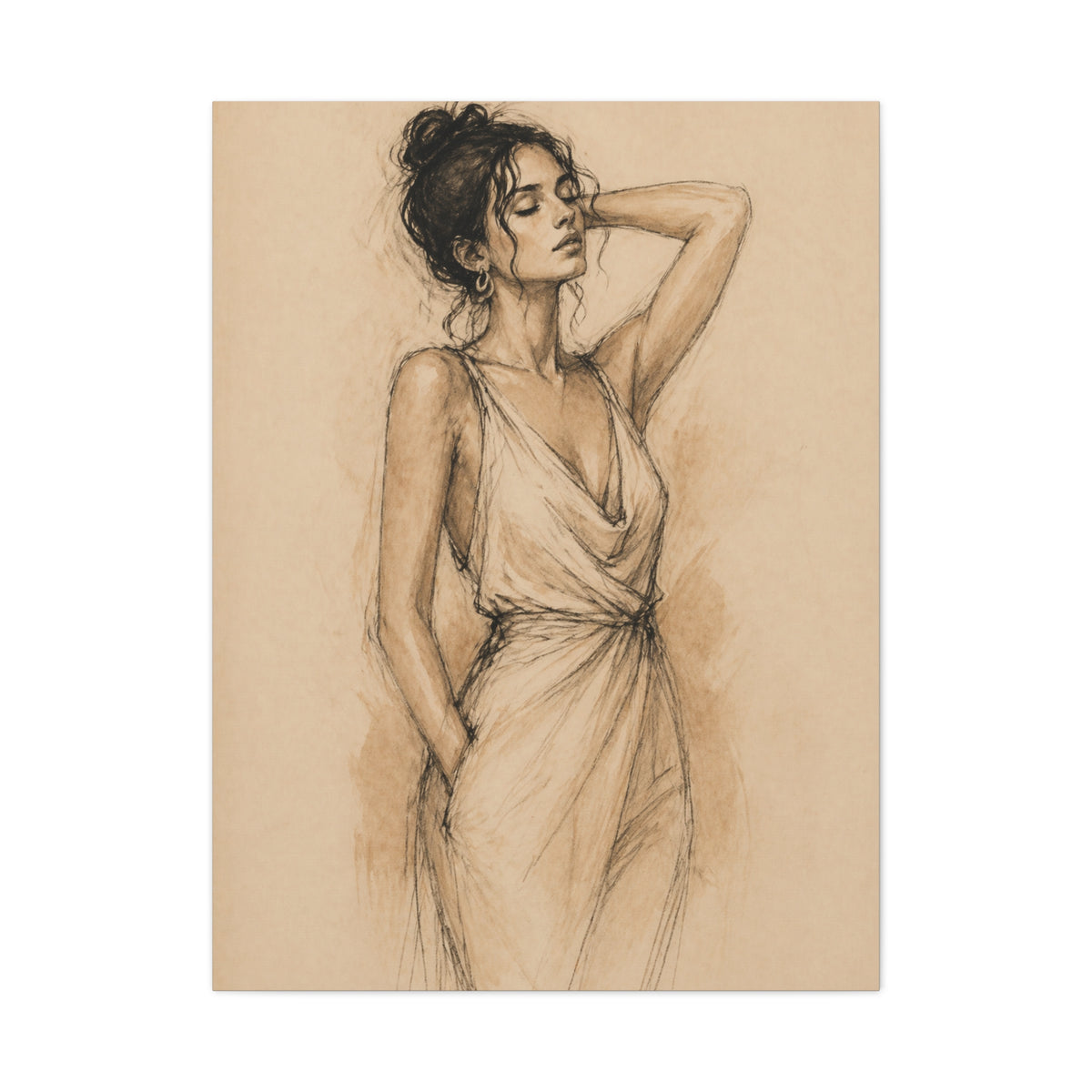 Elegant Charcoal Figure Study Wall Art & Canvas Print
