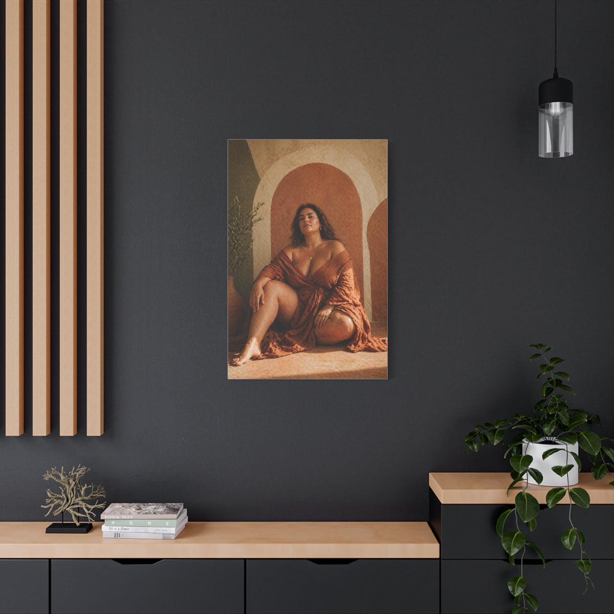 Boho Body-Positive Seated Portrait Wall Art & Canvas Print