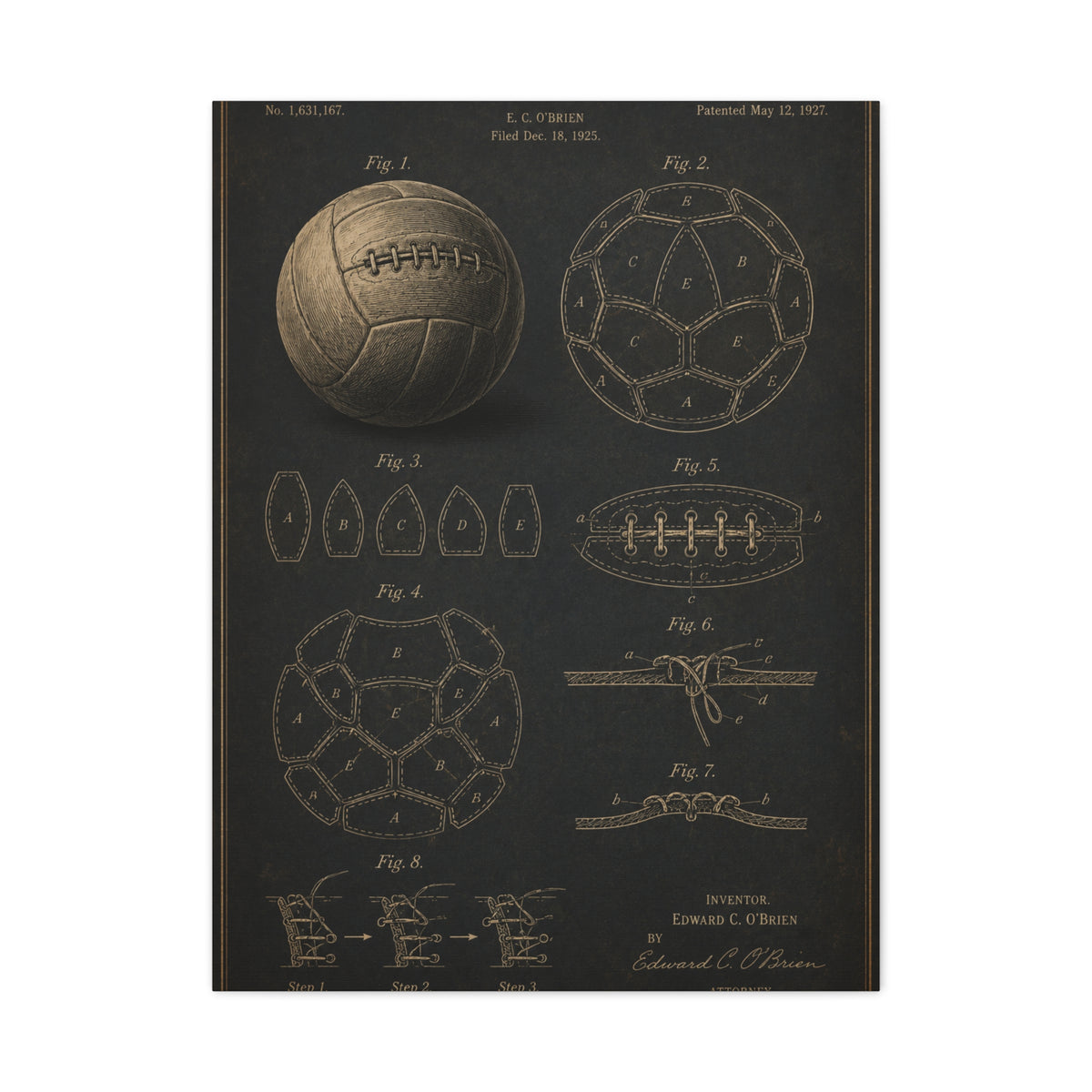 Vintage Soccer Ball Patent Sports Wall Art & Canvas Print