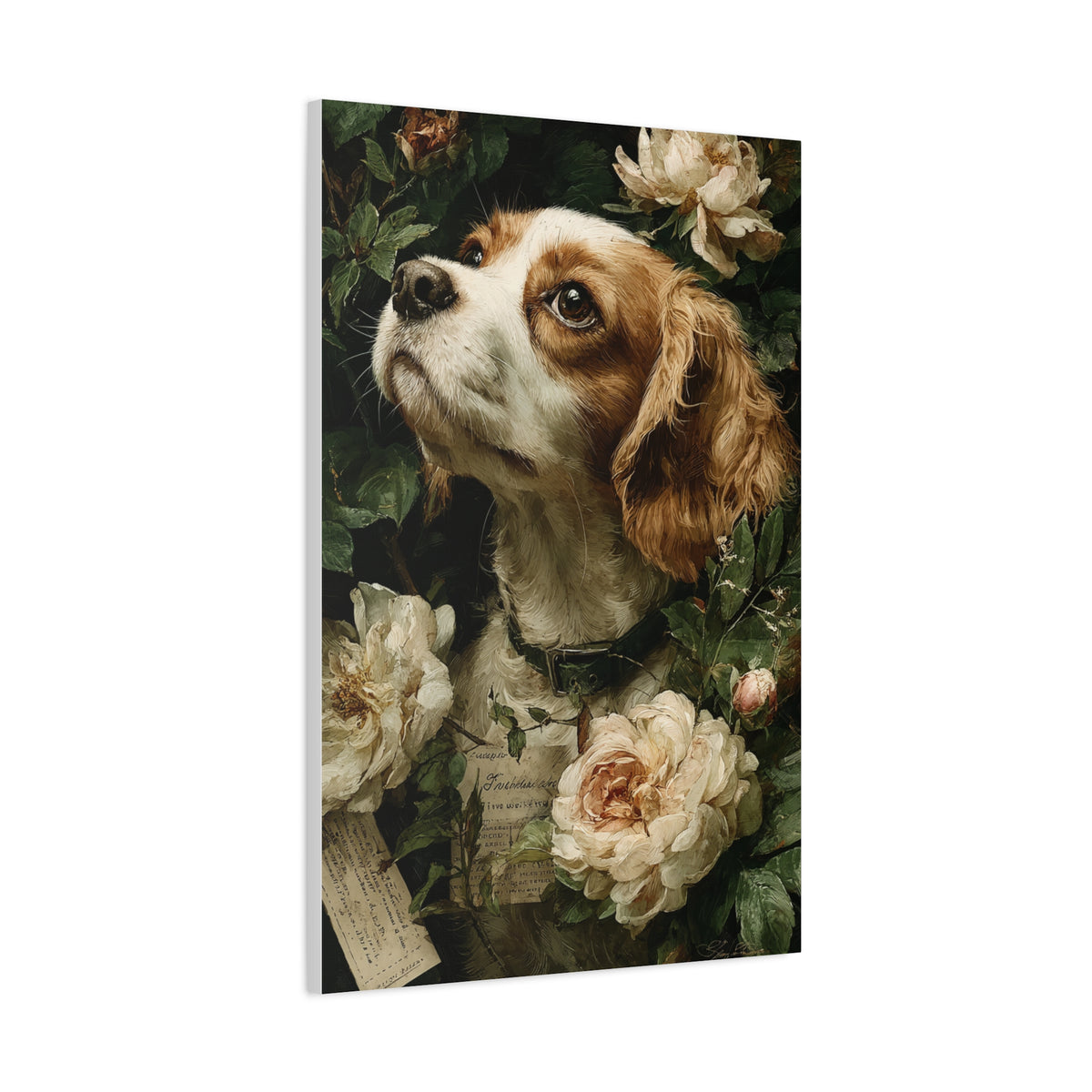 Cavalier King Charles Spaniel Rose Garden Portrait Wall Art & Canvas Print