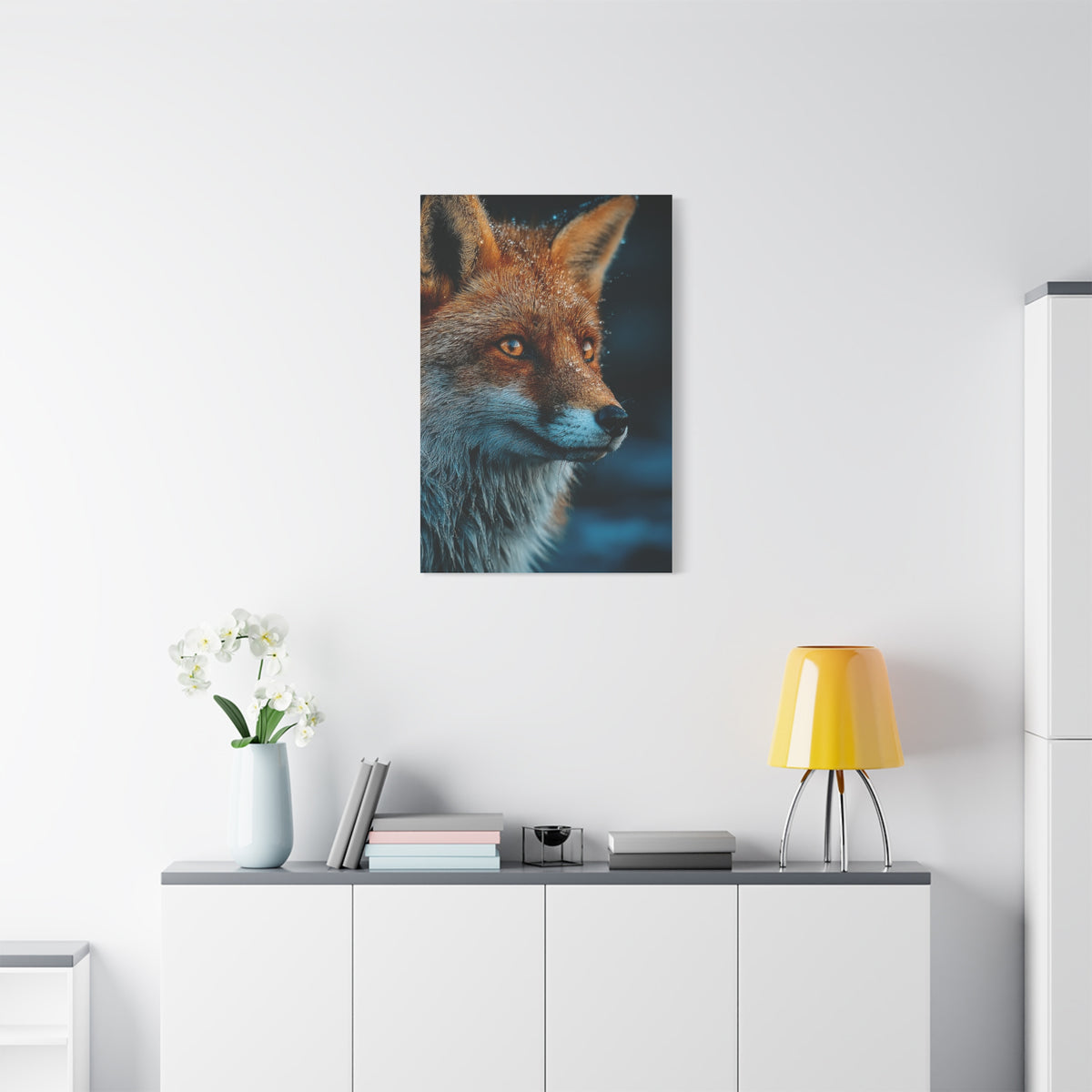 Rain-Soaked Fox Twilight Portrait Wall Art & Canvas Print