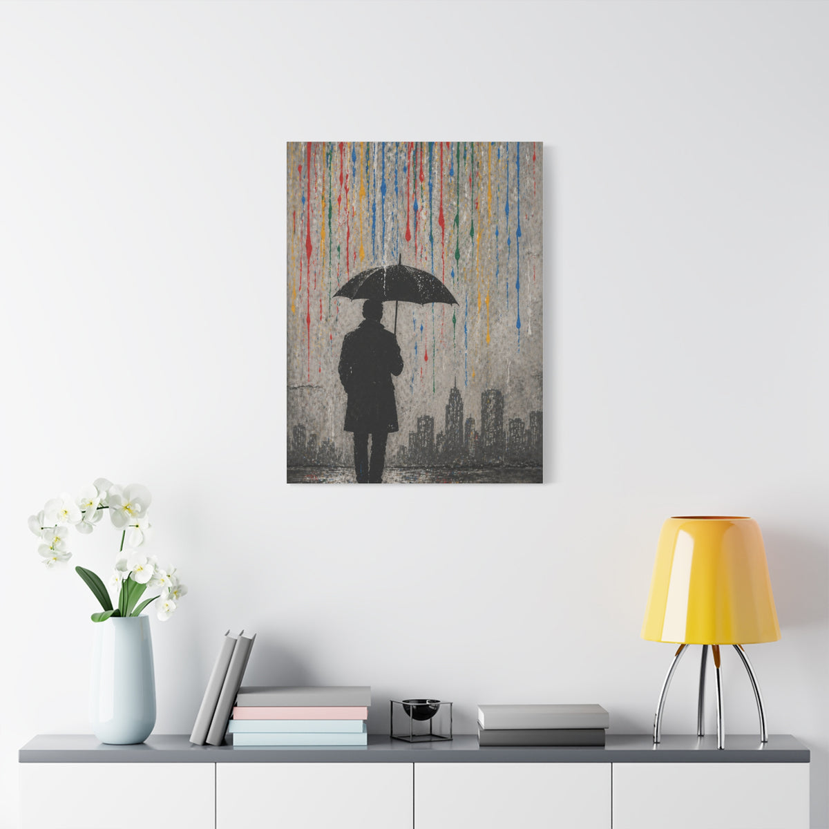 Urban Rain Umbrella Street Art Wall Art & Canvas Print