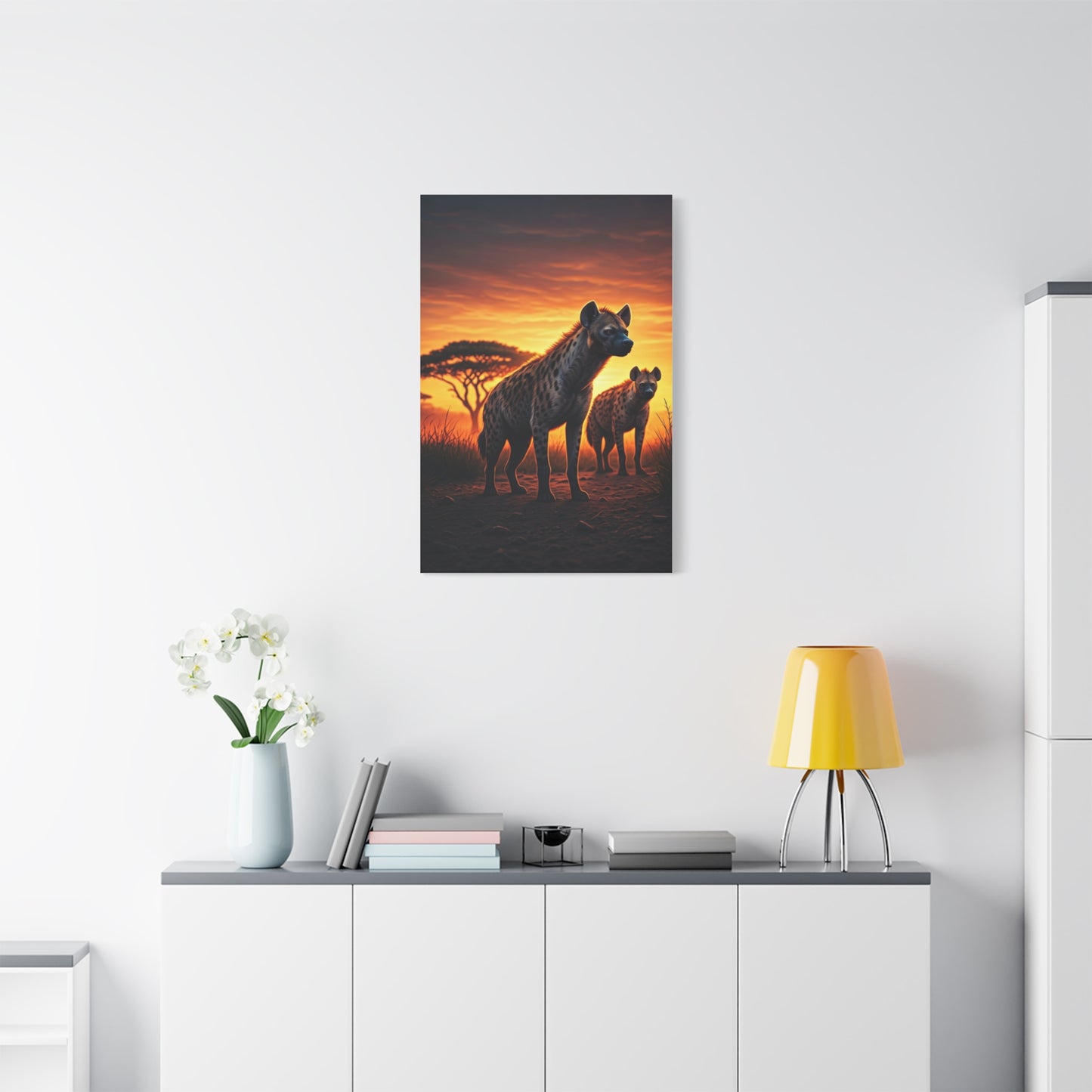 Hyena Pack at Sunset Wilderness Wall Art & Canvas Prints