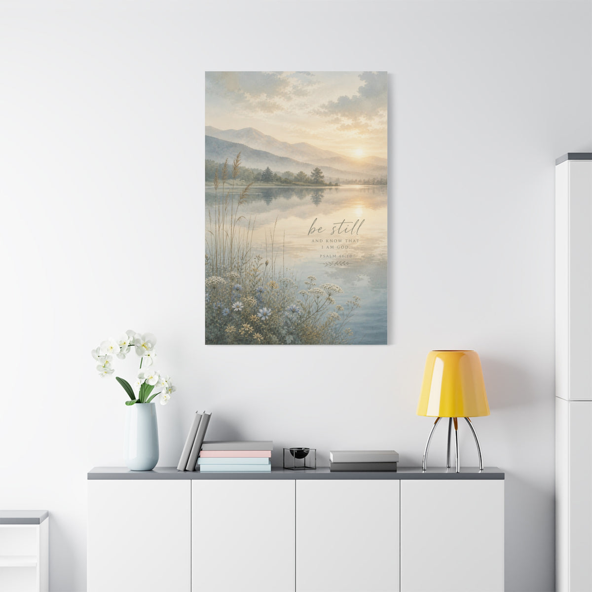 “Be Still” Sacred Lake Landscape Wall Art & Canvas Print
