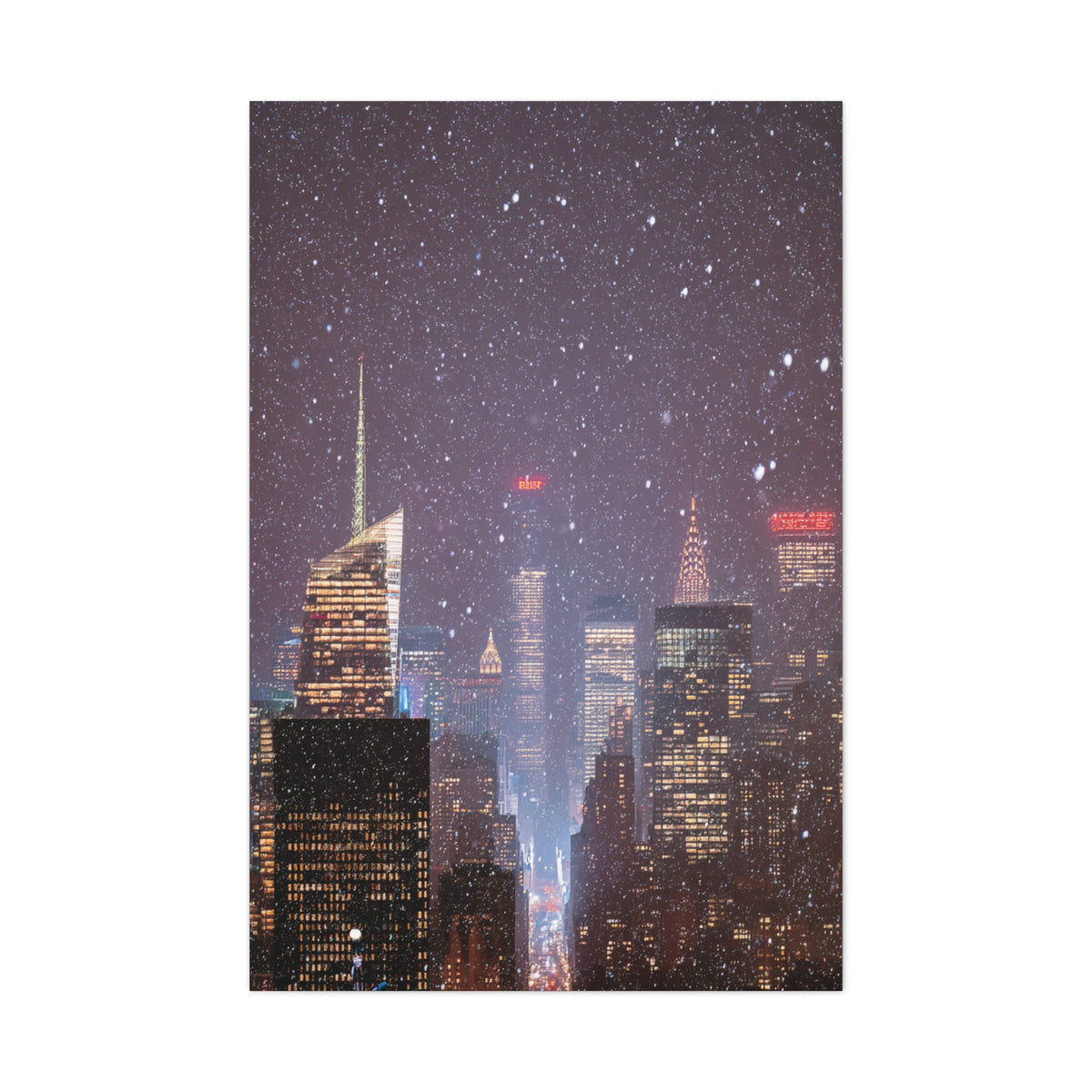 New York Winter Snowfall Skyline Wall Art & Canvas Print