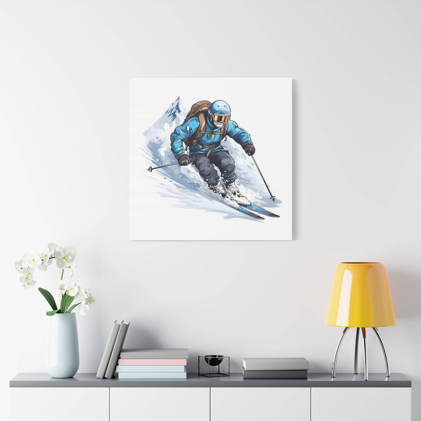 Skiing Drawing Wall Art & Canvas Prints