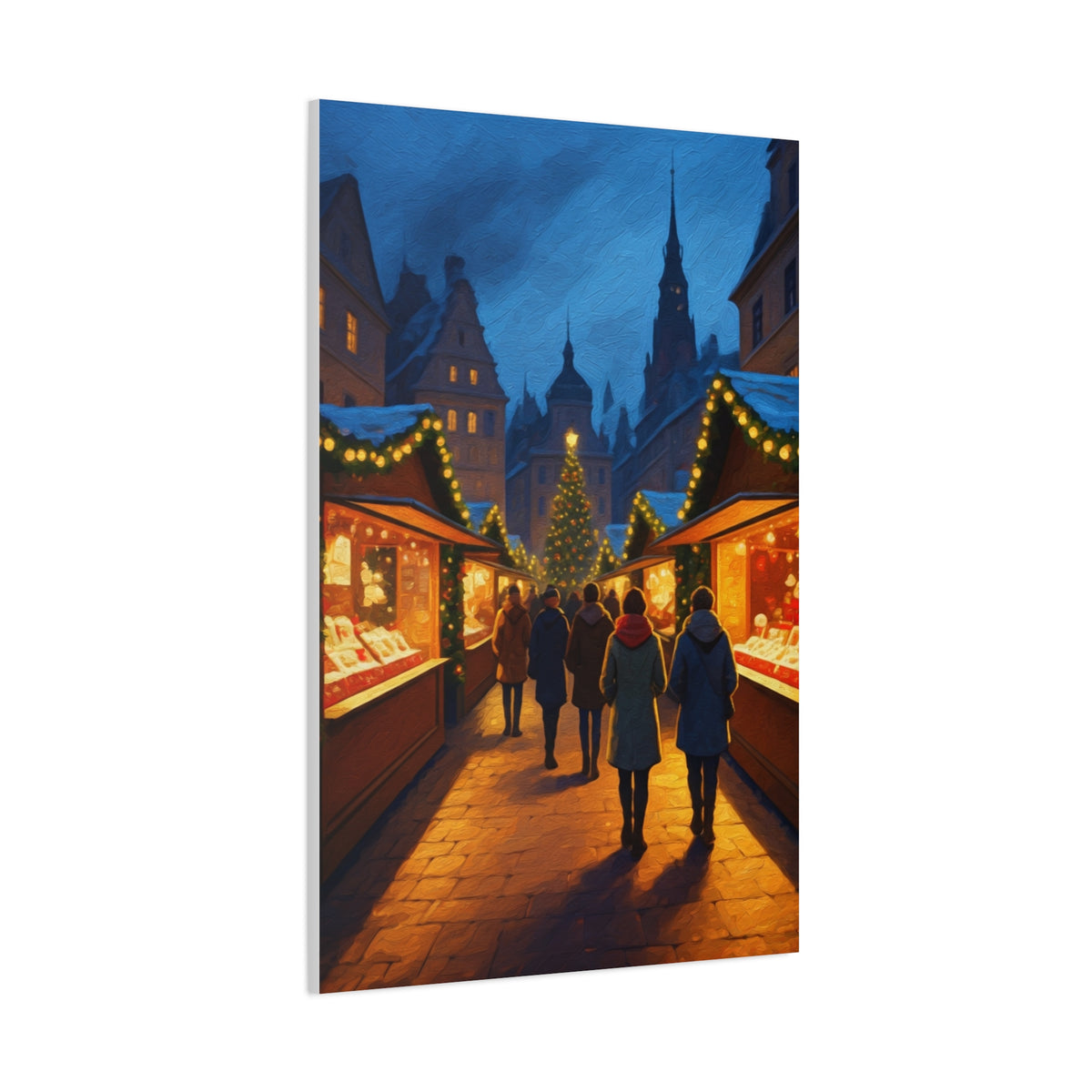Classic Christmas Market Evening Wall Art & Canvas Print