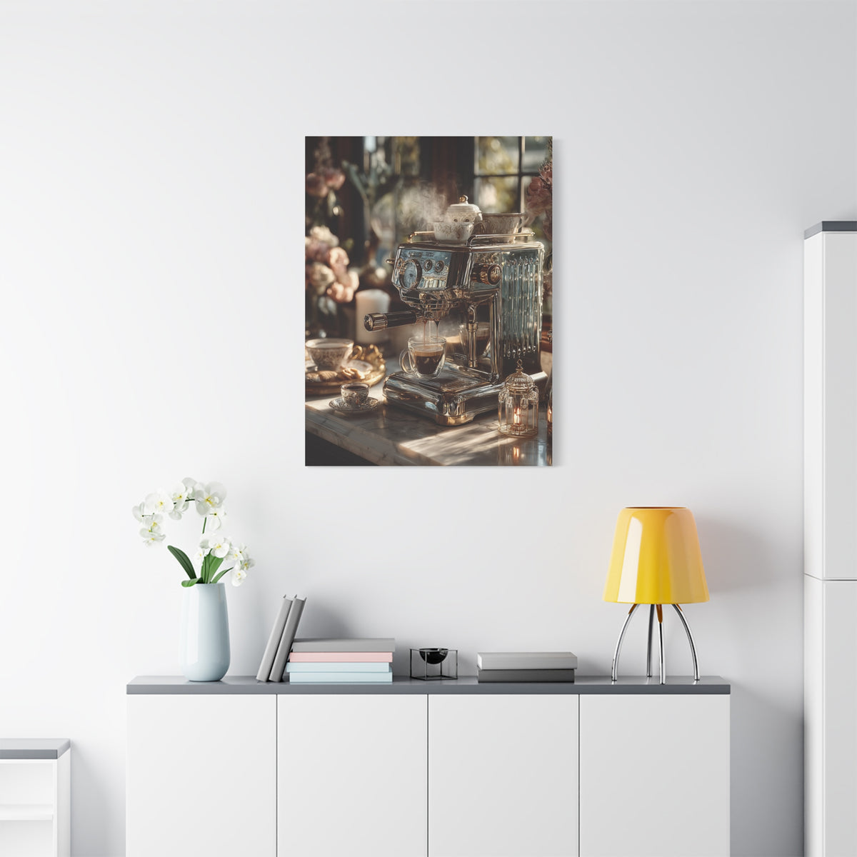 Luxury Espresso Machine Café Scene Wall Art & Canvas Print