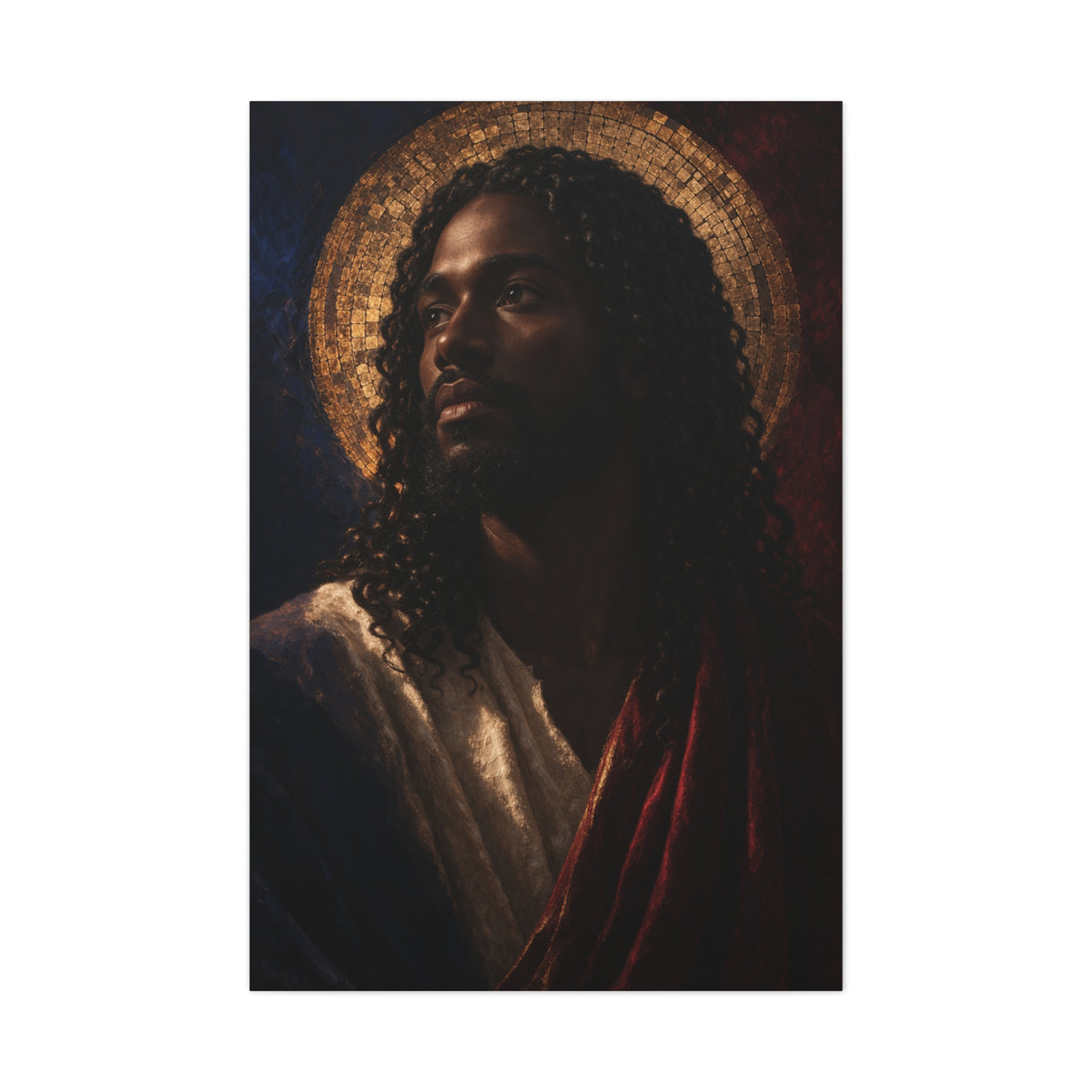 Christ with Golden Halo Contemporary Portrait Wall Art & Canvas Print