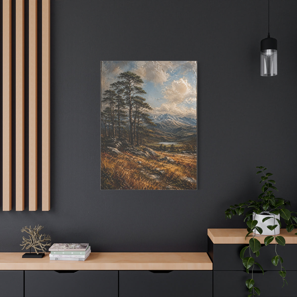 Mountain Pine Landscape Oil Painting Trees Wall Art & Canvas Print