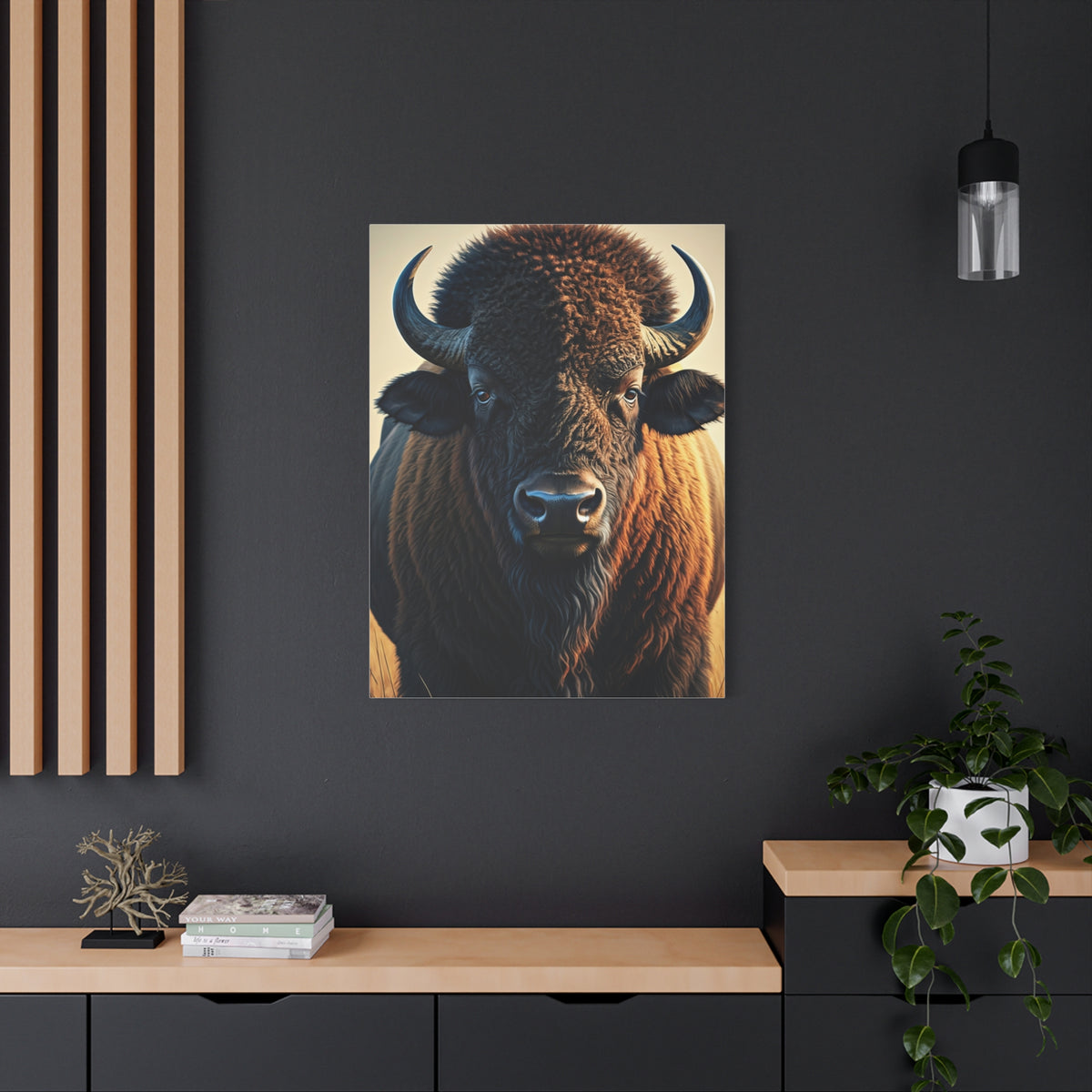 Golden Light American Bison Portrait Wall Art & Canvas Print