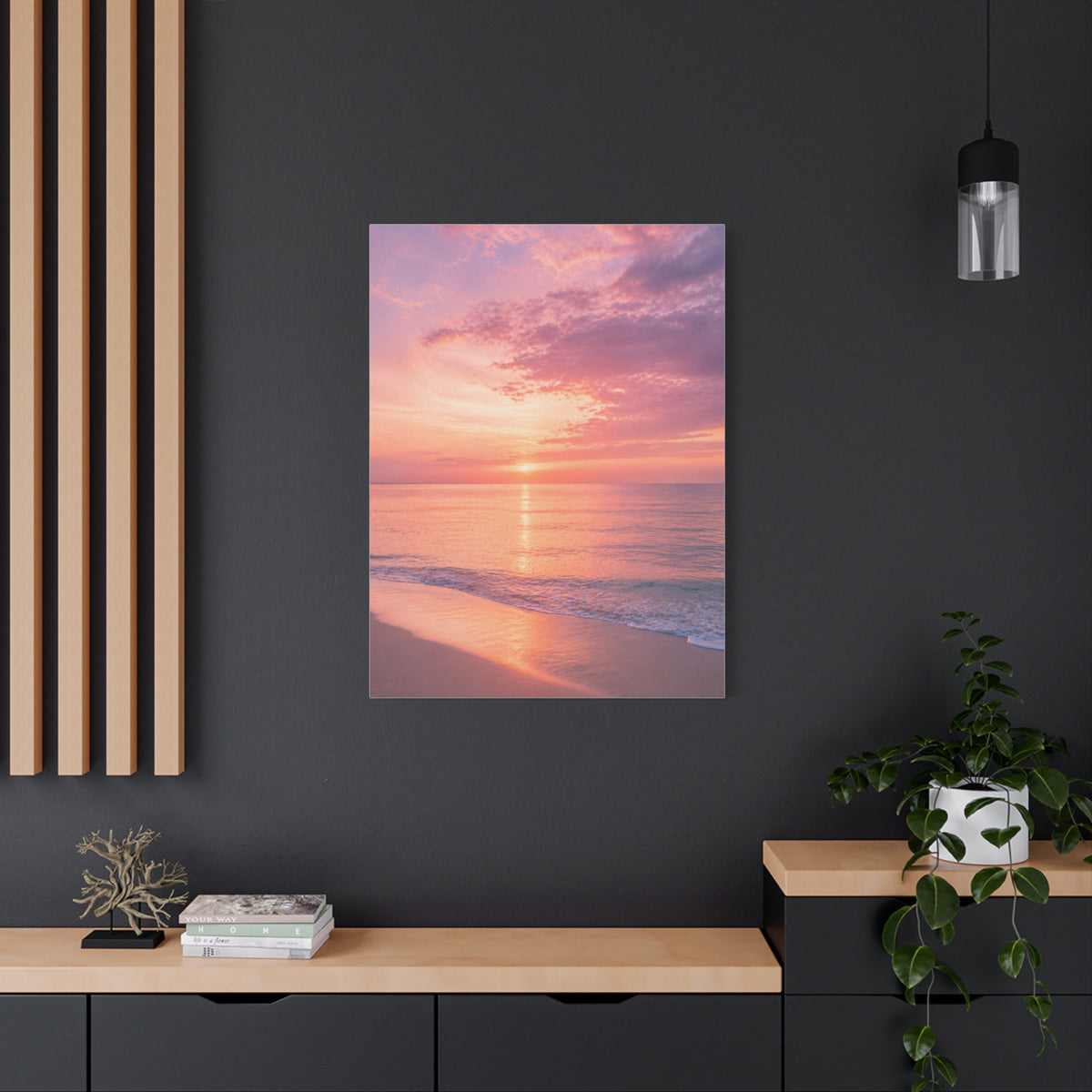 Blush Coastal Sunset Horizon Wall Art & Canvas Print