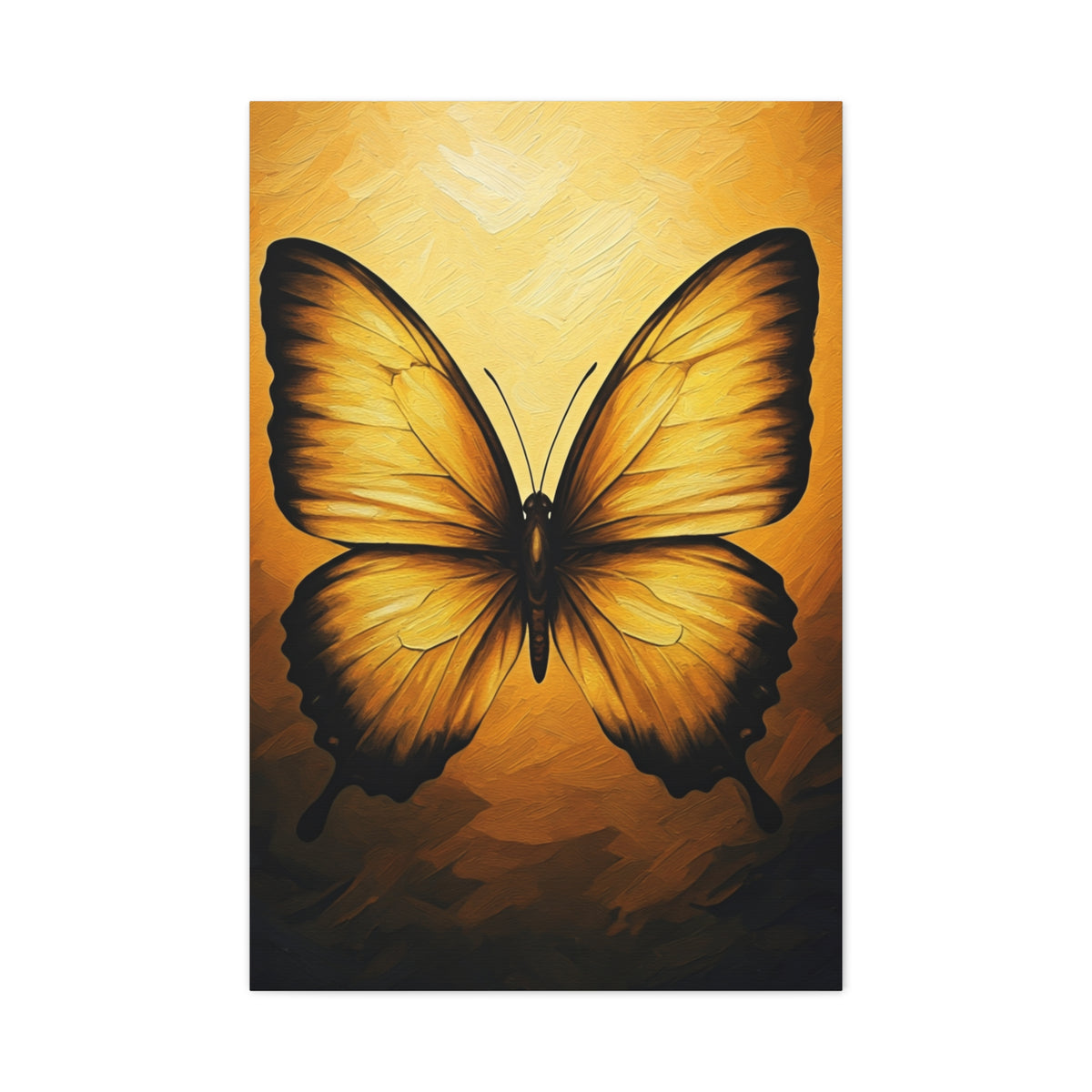 Golden Minimal Butterfly Silhouette Wall Art & Canvas Prints