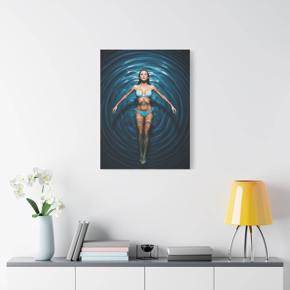 Floating Serenity in Deep Blue Pool Wall Art & Canvas Prints