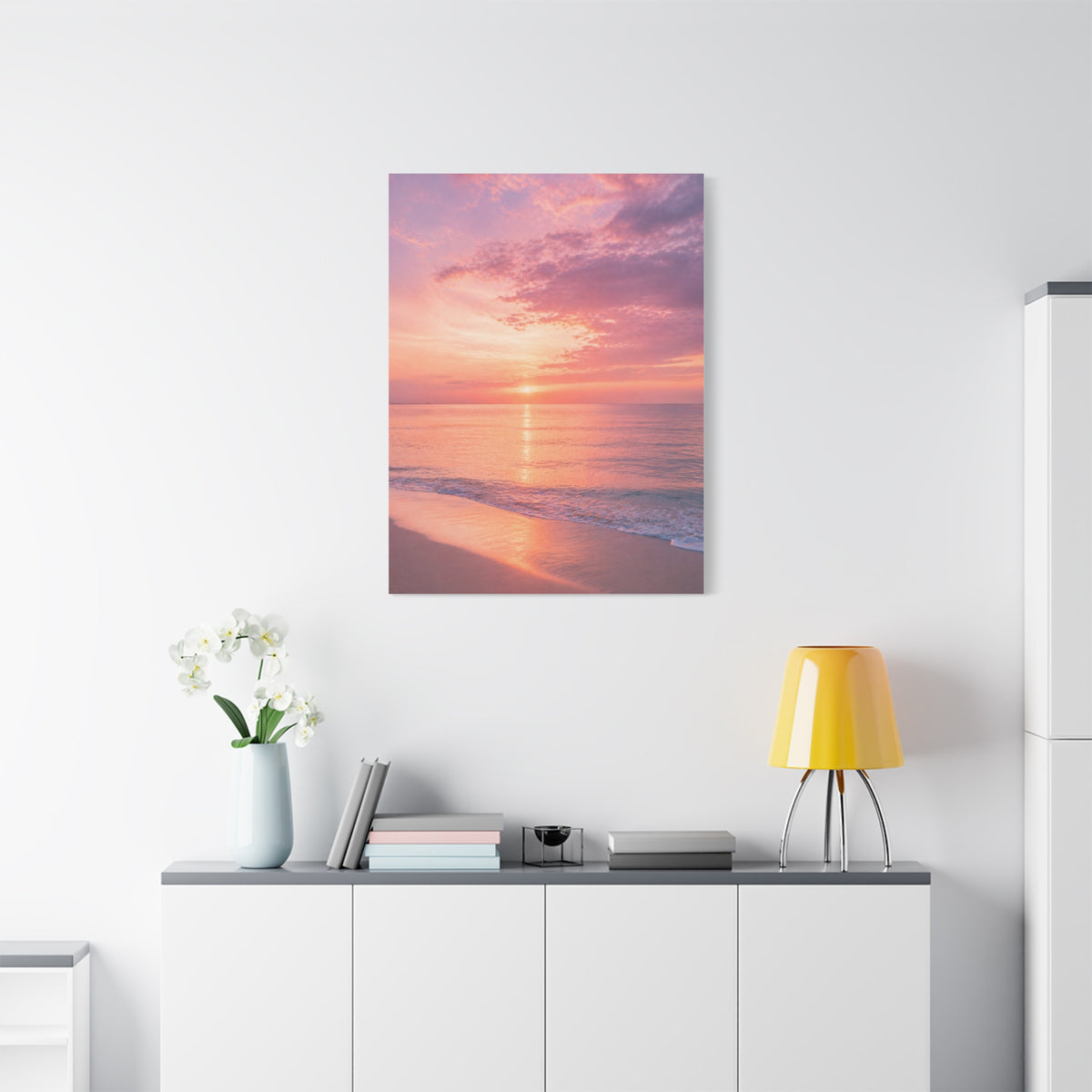 Blush Coastal Sunset Horizon Wall Art & Canvas Print
