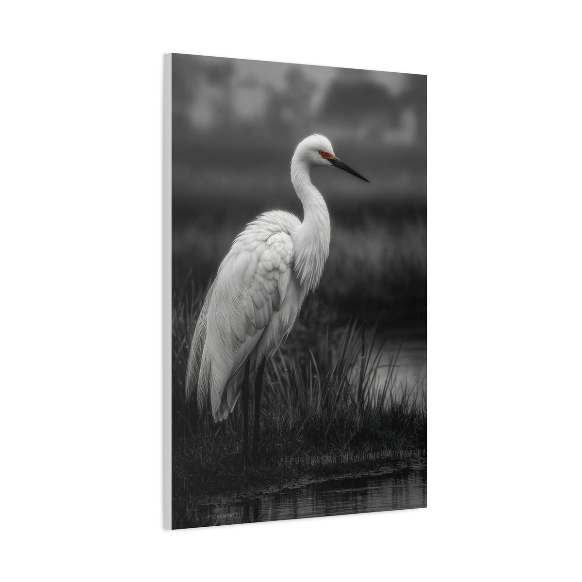 Light Grey Crane Mist Portrait Wall Art & Canvas Print