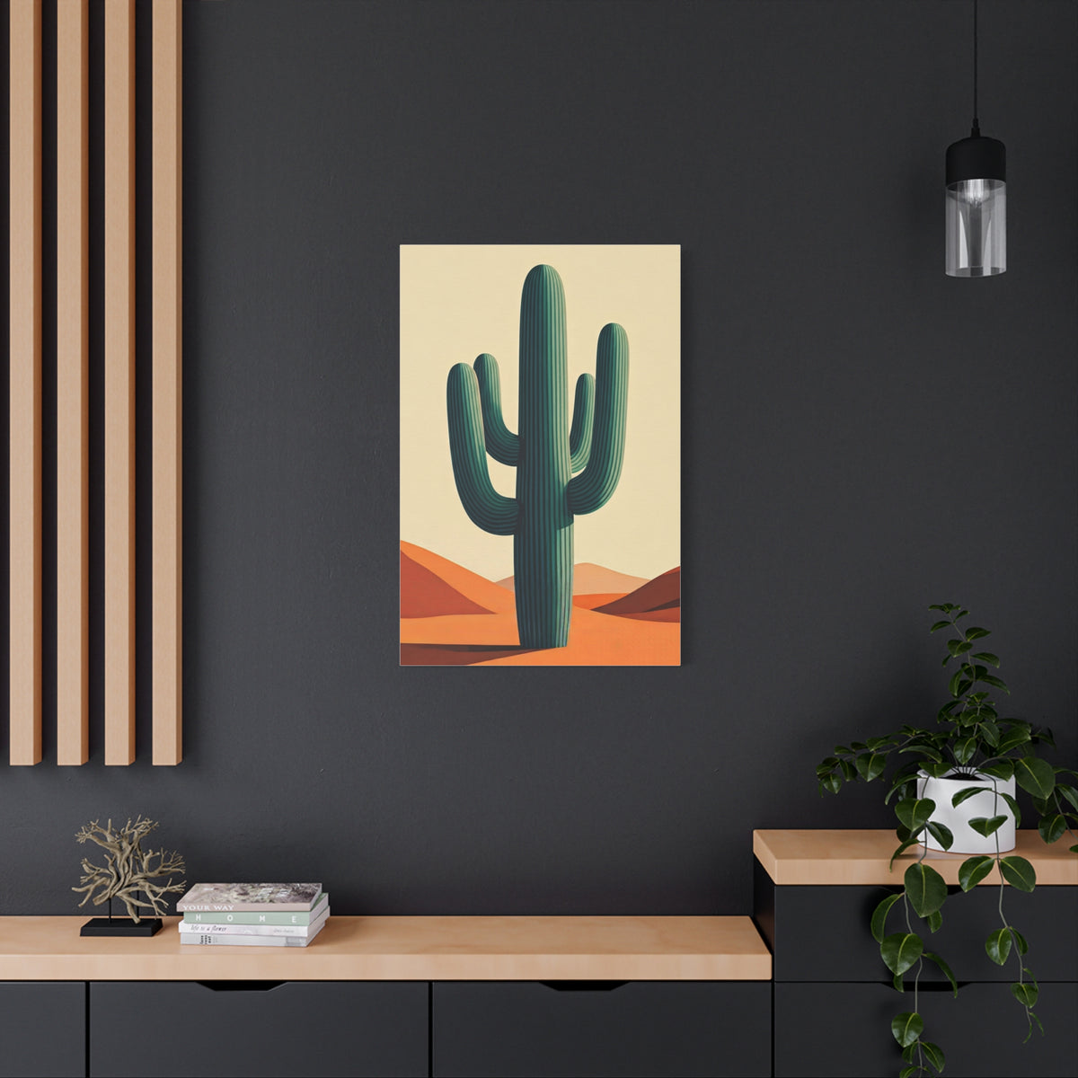 Minimalist Desert Saguaro Landscape Illustration Wall Art & Canvas Prints
