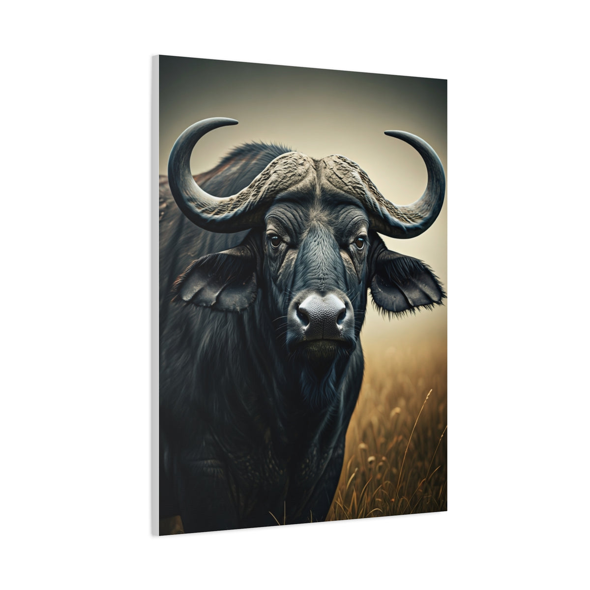 Cinematic Water Buffalo with Soft Golden Prairie Light Wall Art & Canvas Print