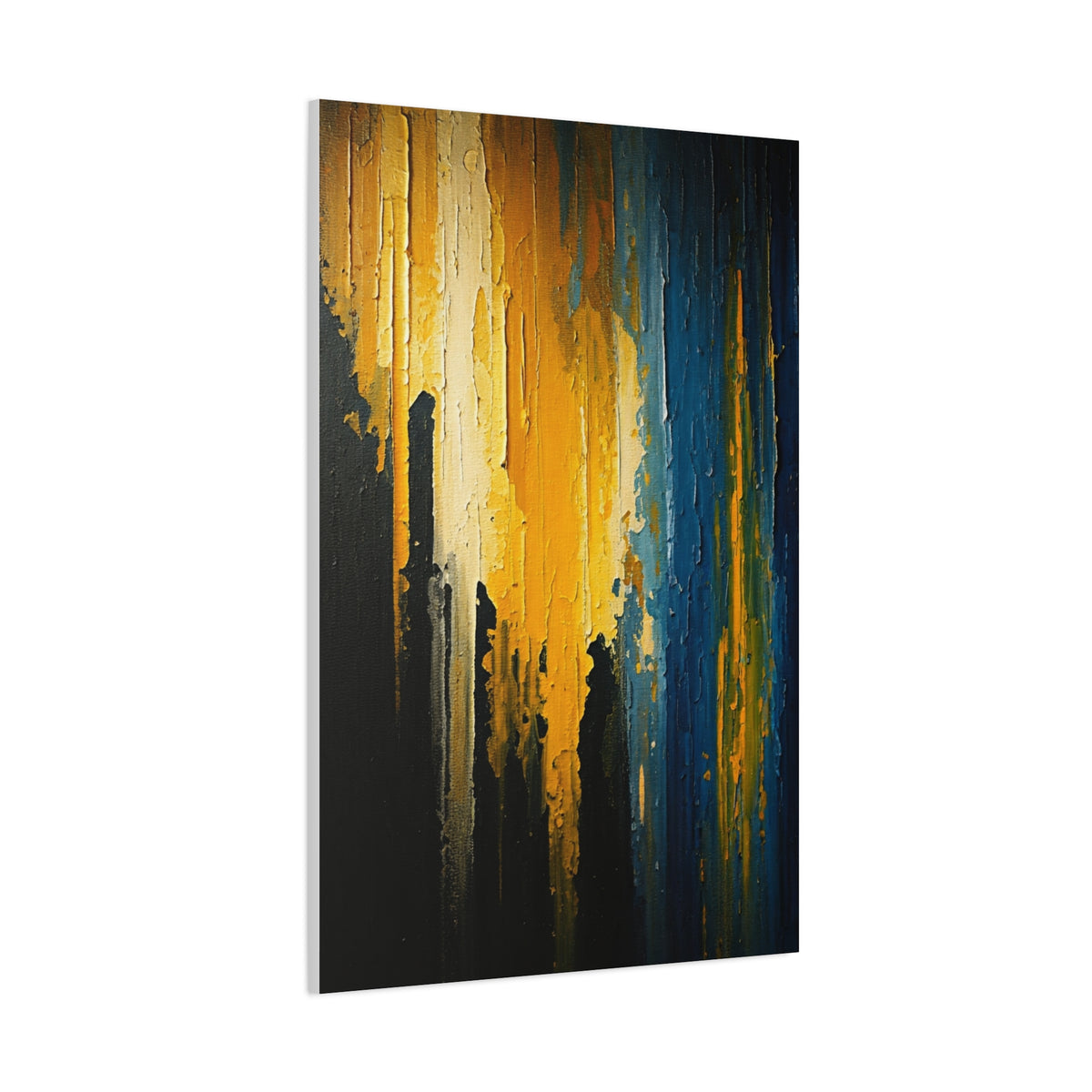 Vertical Gold and Blue Abstract Wall Art & Canvas Prints
