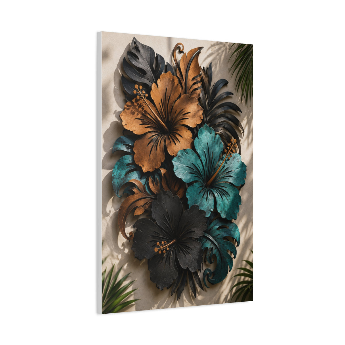 Metal Hibiscus Botanical Sculpture Tropical Wall Art & Canvas Print