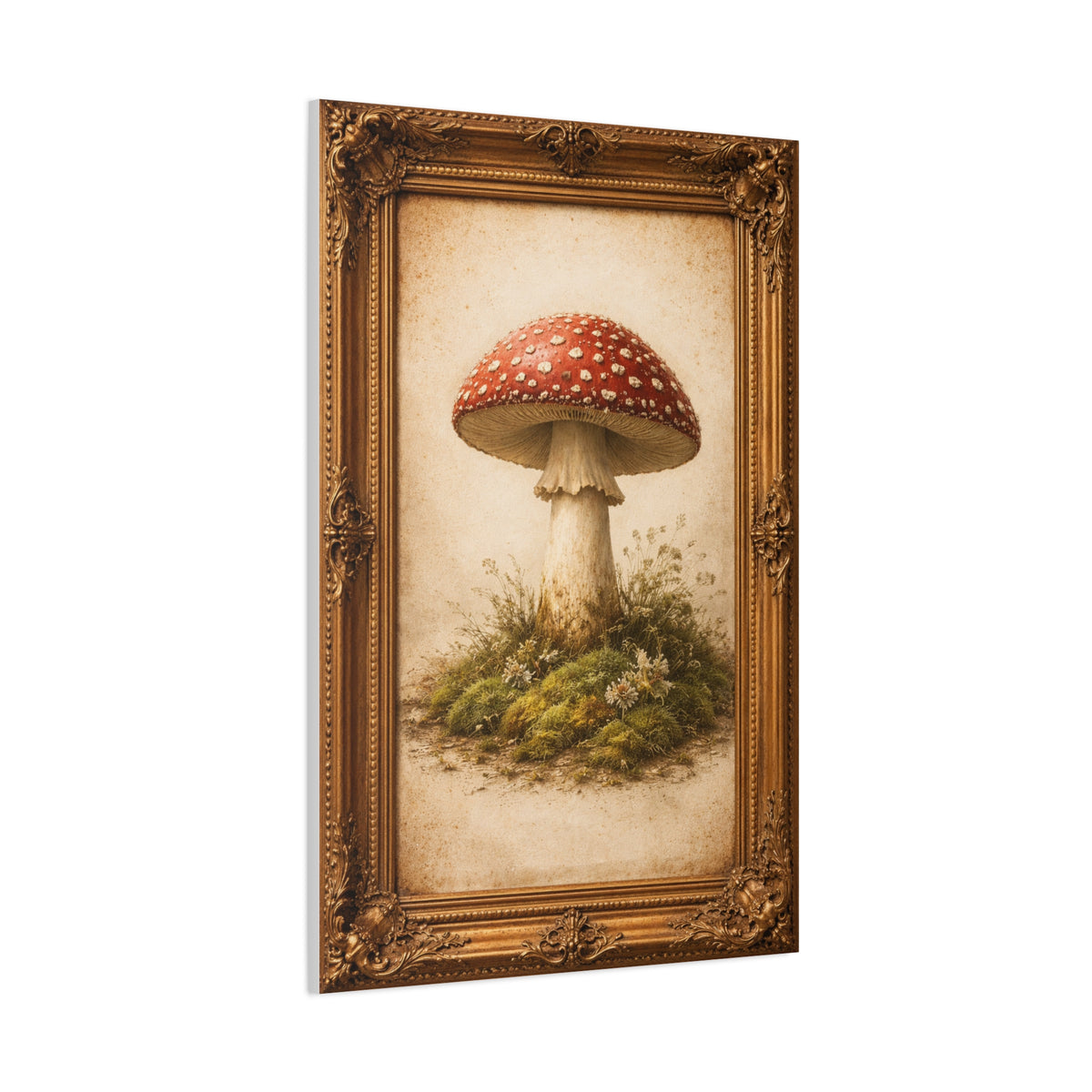 Antique Gold-Framed Amanita Portrait Wall Art & Canvas Print