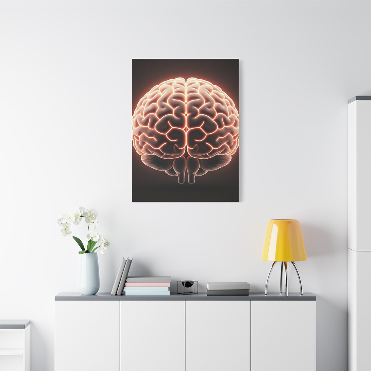 Neon Brain Art Canvas – Glowing Anatomy Wall Decor