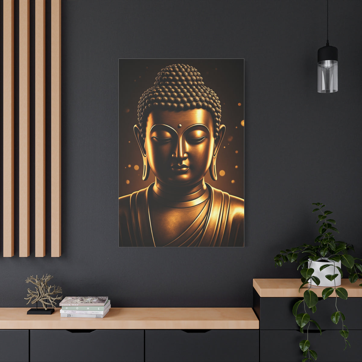Golden Serenity Buddha Portrait Wall Art & Canvas Prints