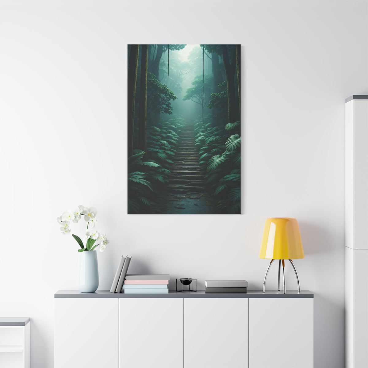 Misty Forest Stairway Path Wall Art & Canvas Prints