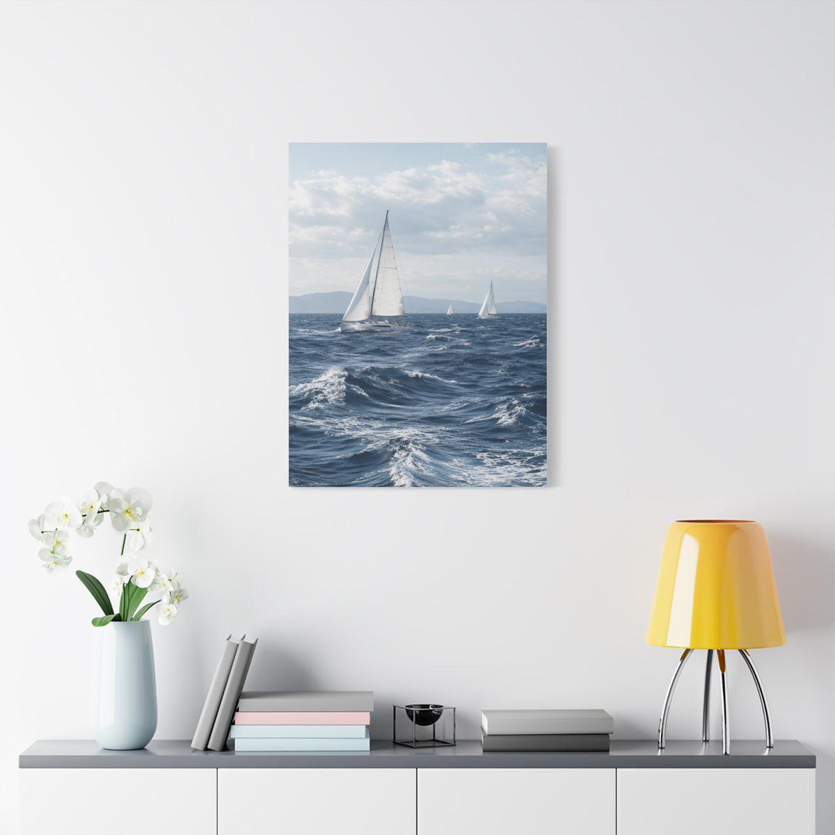 Sailing Horizon Coastal Elegance Scene Wall Art & Canvas Print