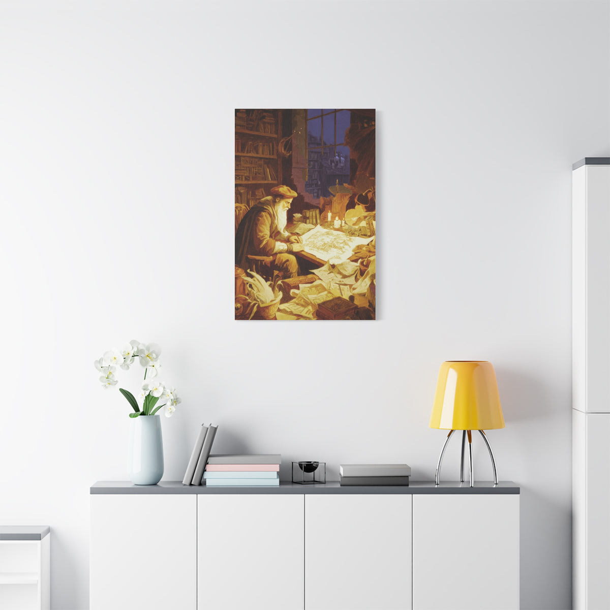 Leonardo da Vinci Working in His Workshop Wall Art & Canvas Print