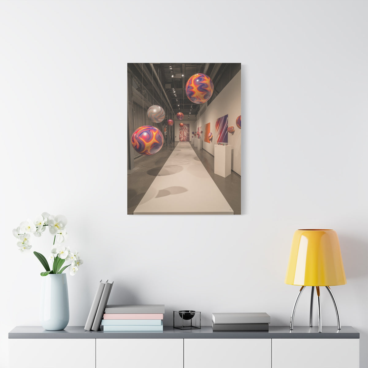 Floating Color Sphere Gallery Installation Wall Art & Canvas Print