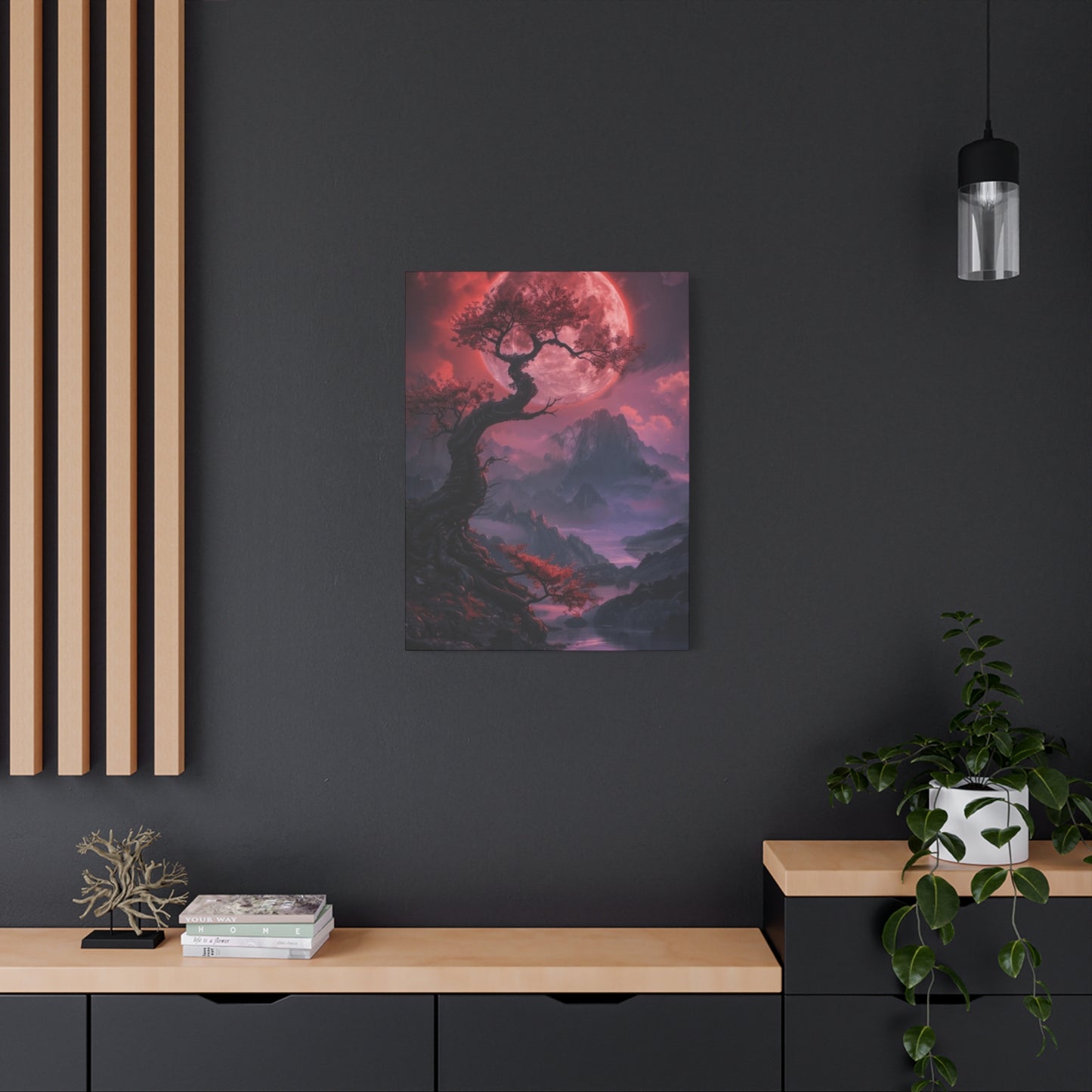 Red Moon and Tree Wall Art & Canvas Prints