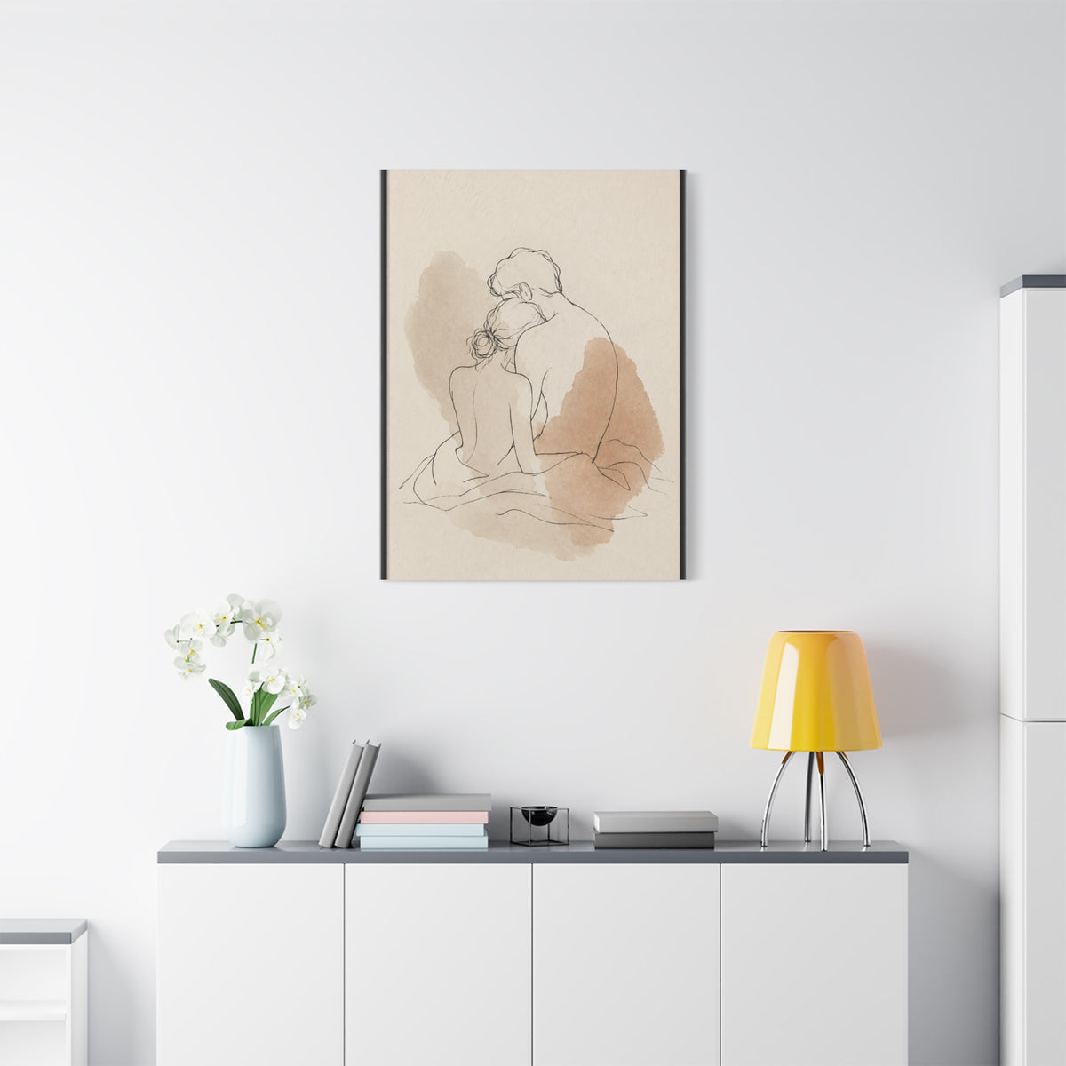 Delicate Sketch Couple Quiet Intimacy Wall Art & Canvas Print