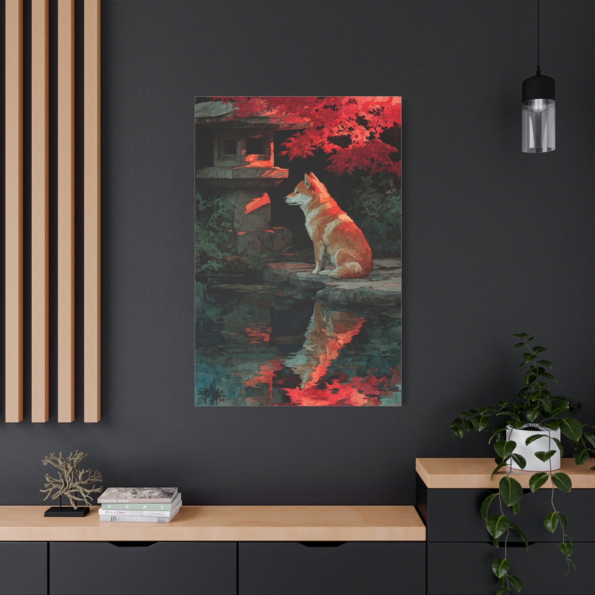 Shiba Inu Kyoto Garden Reflection Wall Art & Canvas Print