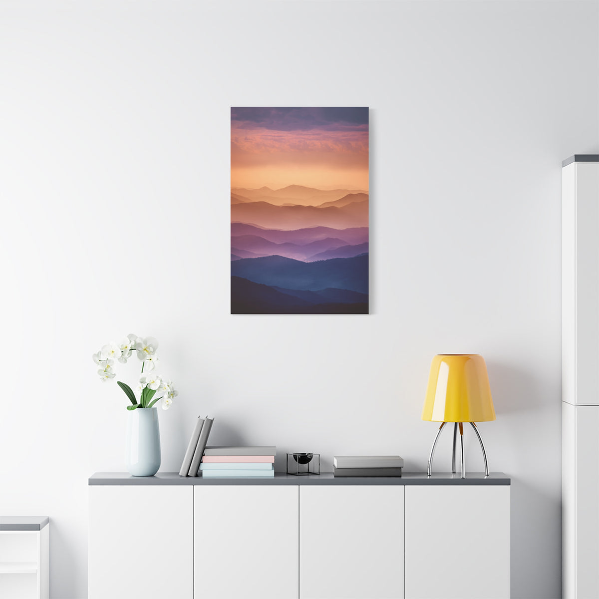 Layered Sunset Mountain Landscape Wall Art & Canvas Print